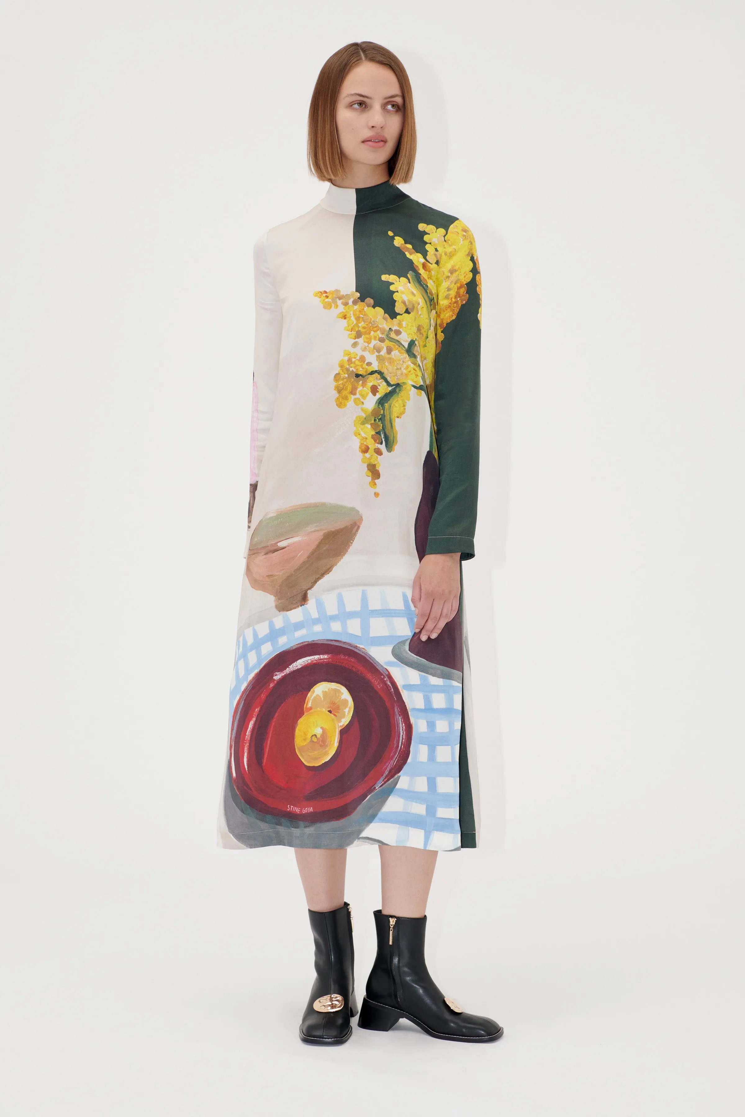 Long Sleeve Midi Dress - Lemons On A Plate sold by STINE GOYA