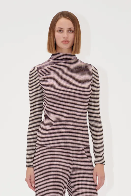 Long Sleeve Pleated Shoulder Top - Pink/Black sold by STINE GOYA