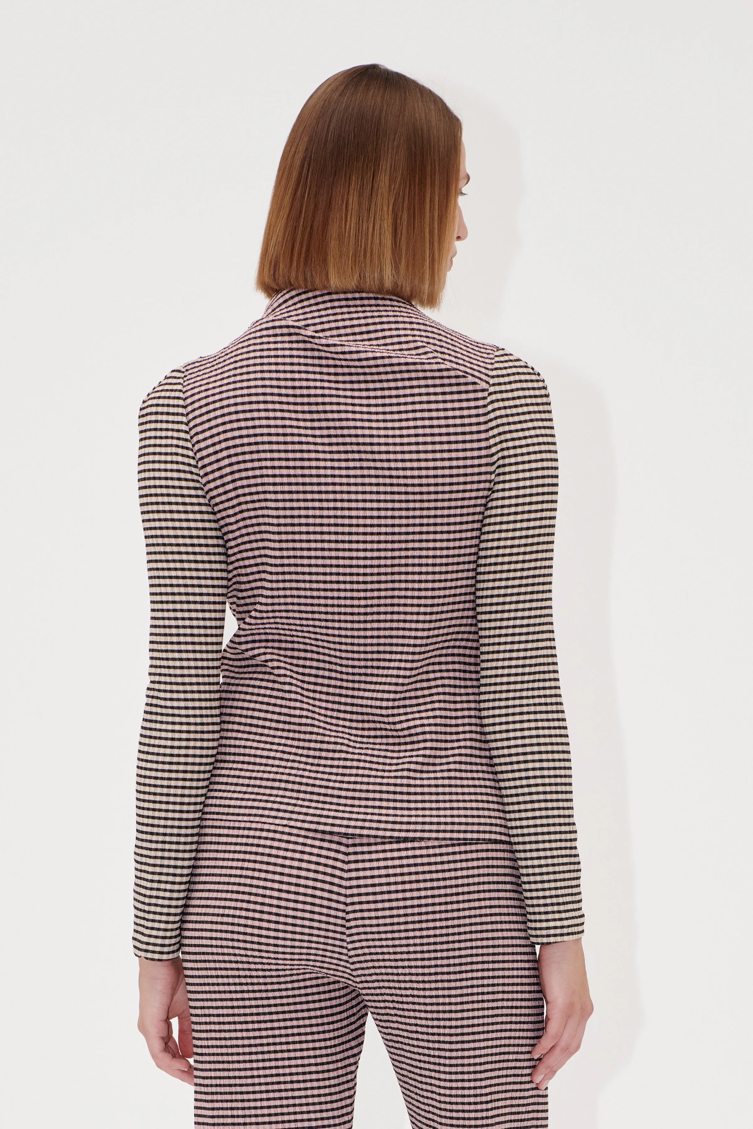 Long Sleeve Pleated Shoulder Top - Pink/Black sold by STINE GOYA product image thumbnail 2