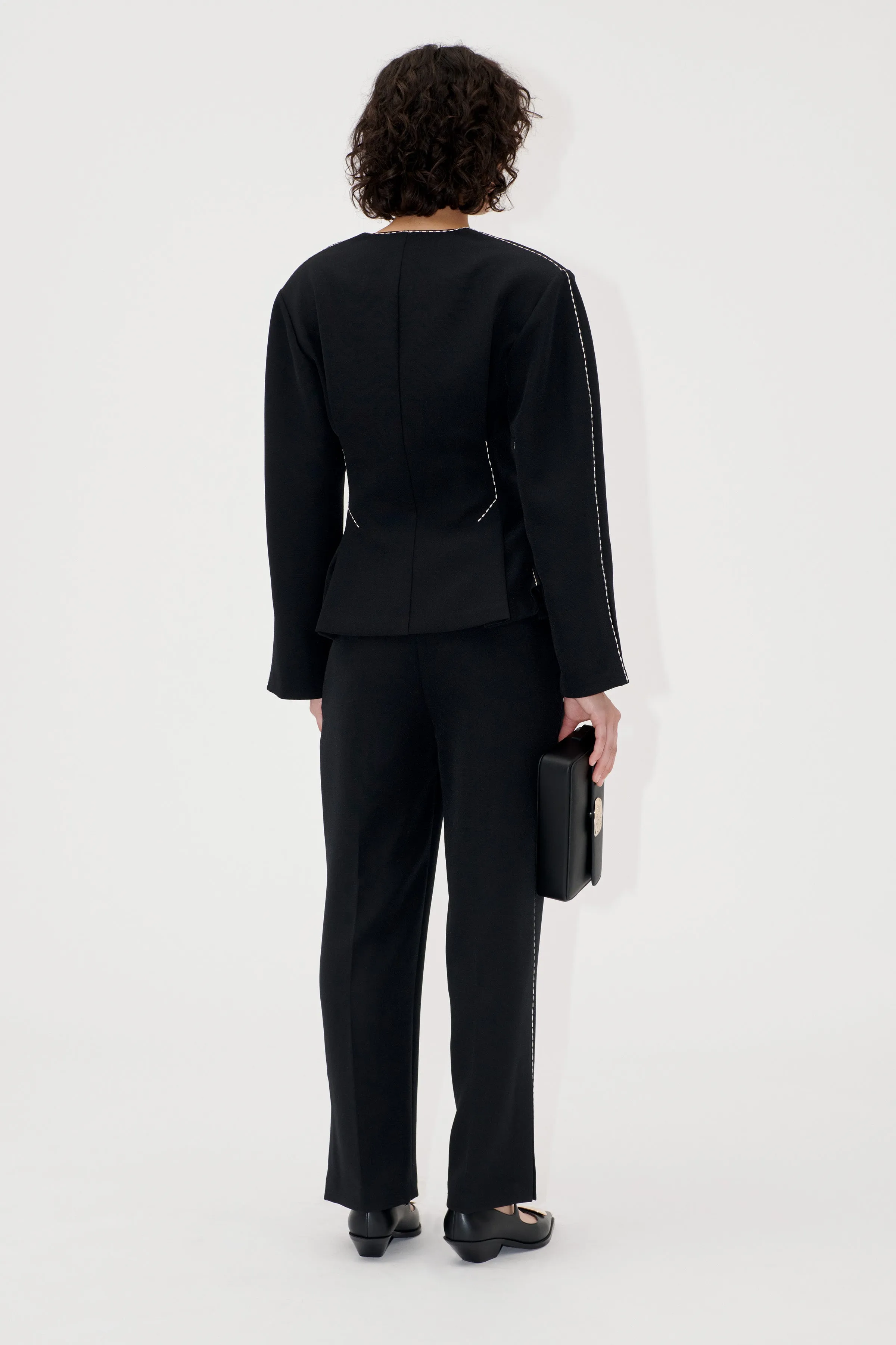 Straight Cropped Pants w/Slit - Jet Black sold by STINE GOYA product image thumbnail 2
