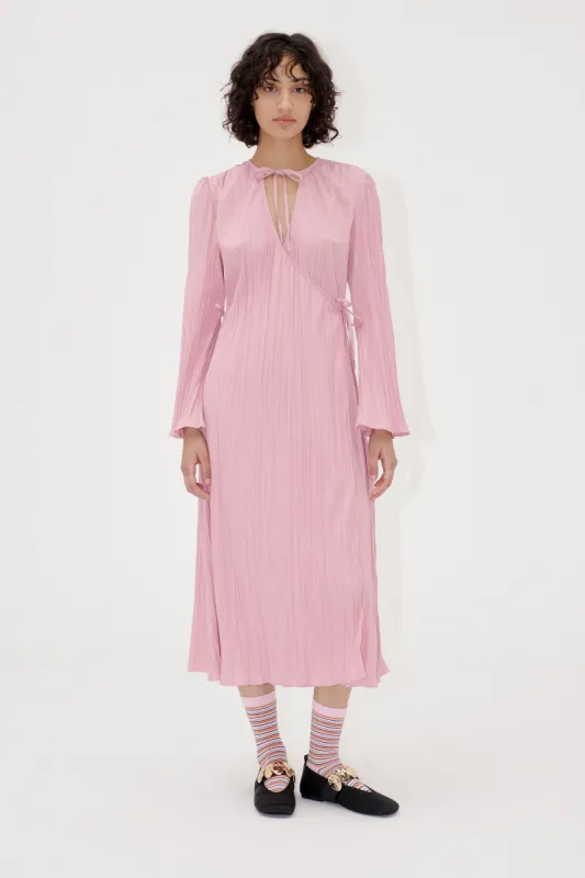 Long Sleeve Wrap Tie Dress - Pink Nectar sold by STINE GOYA