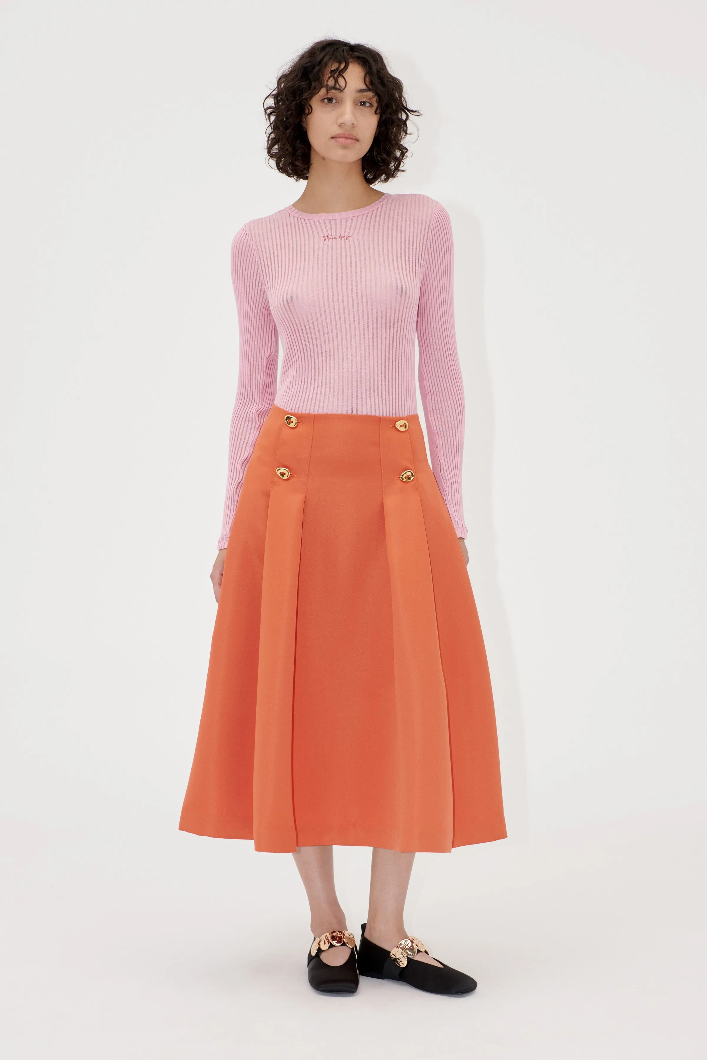 High Volume Midi Skirt - Mecca Orange sold by STINE GOYA
