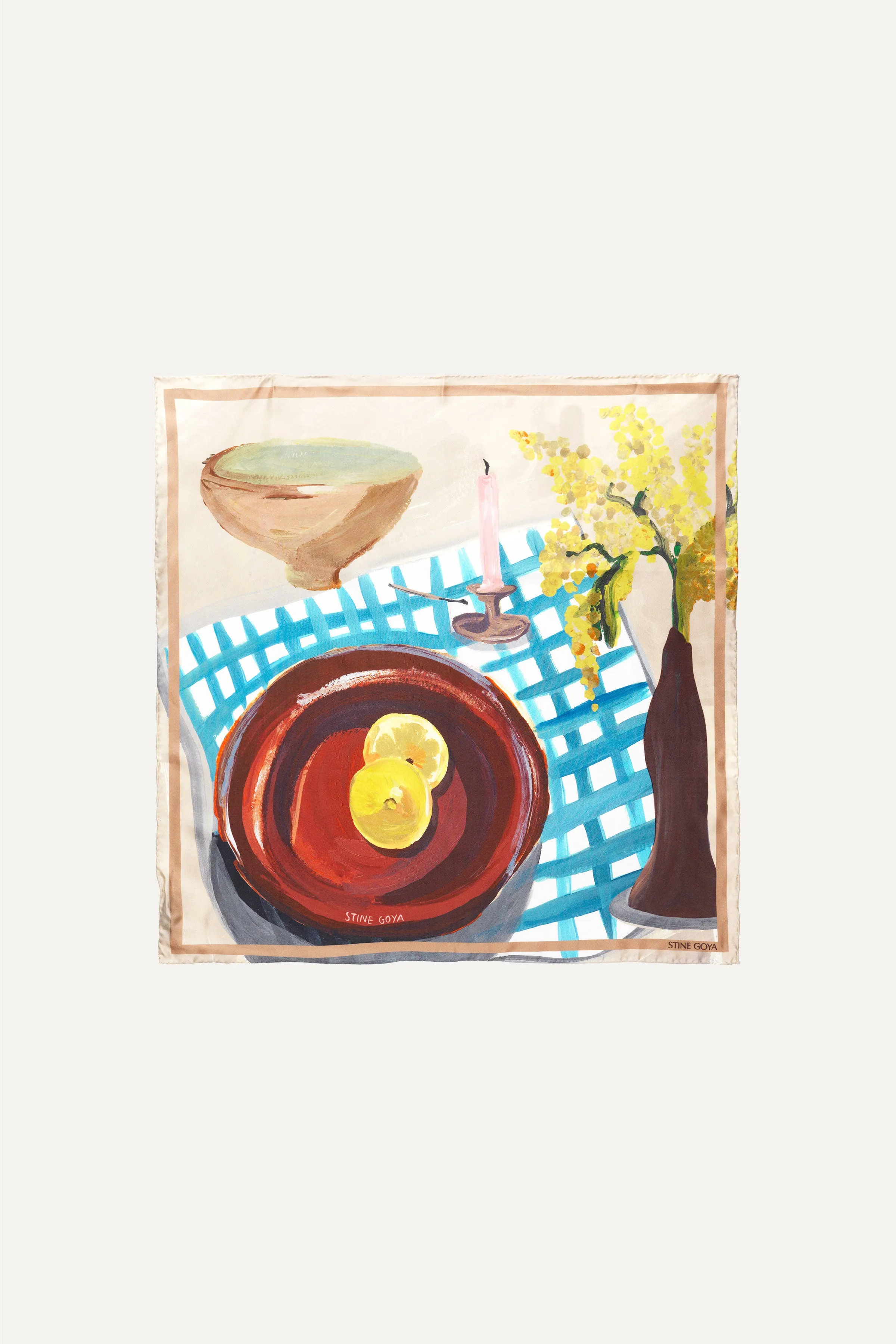 Small Scarf - Lemons On A Plate sold by STINE GOYA