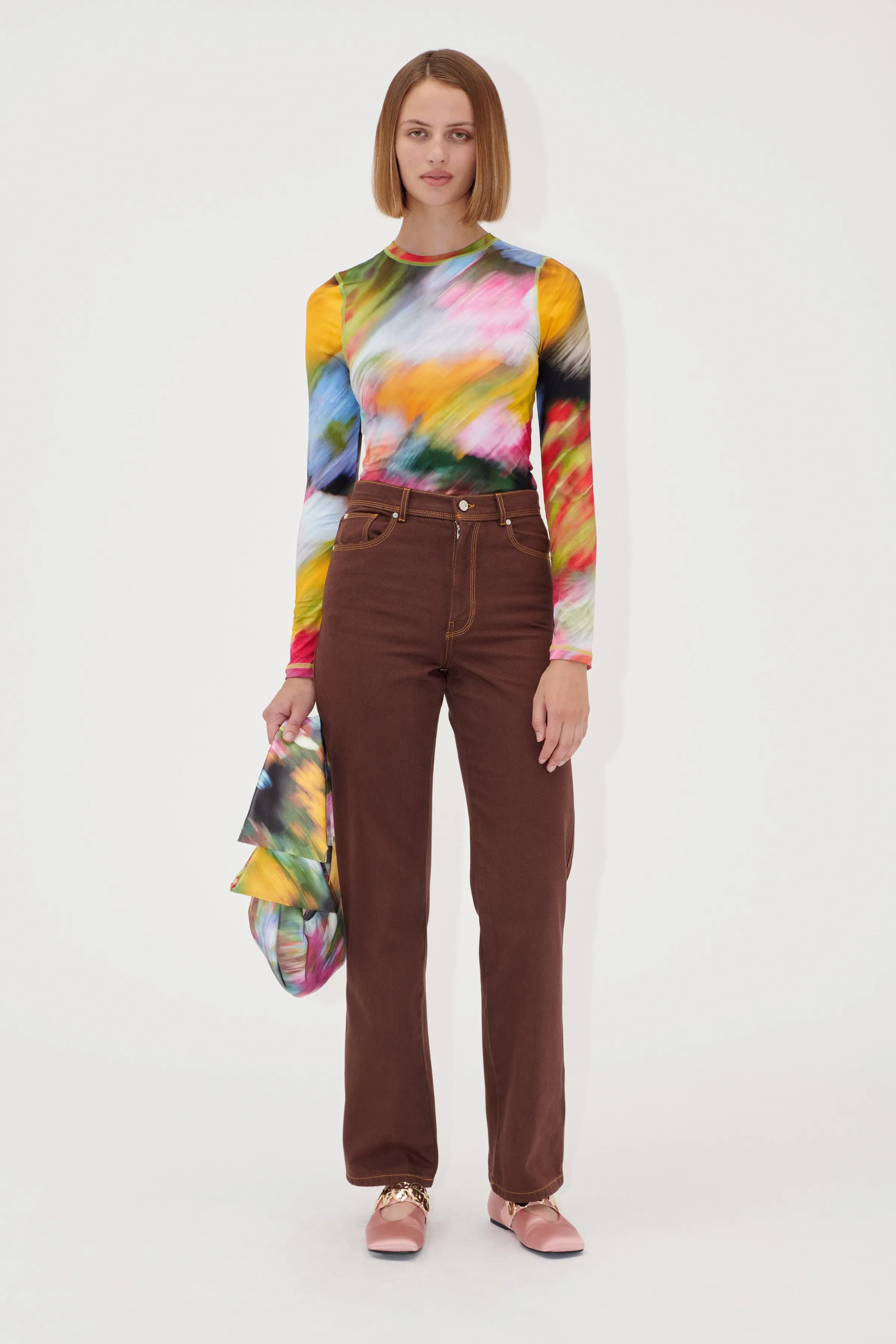 High Waist Straight Cut Pants - Chicory Coffee sold by STINE GOYA