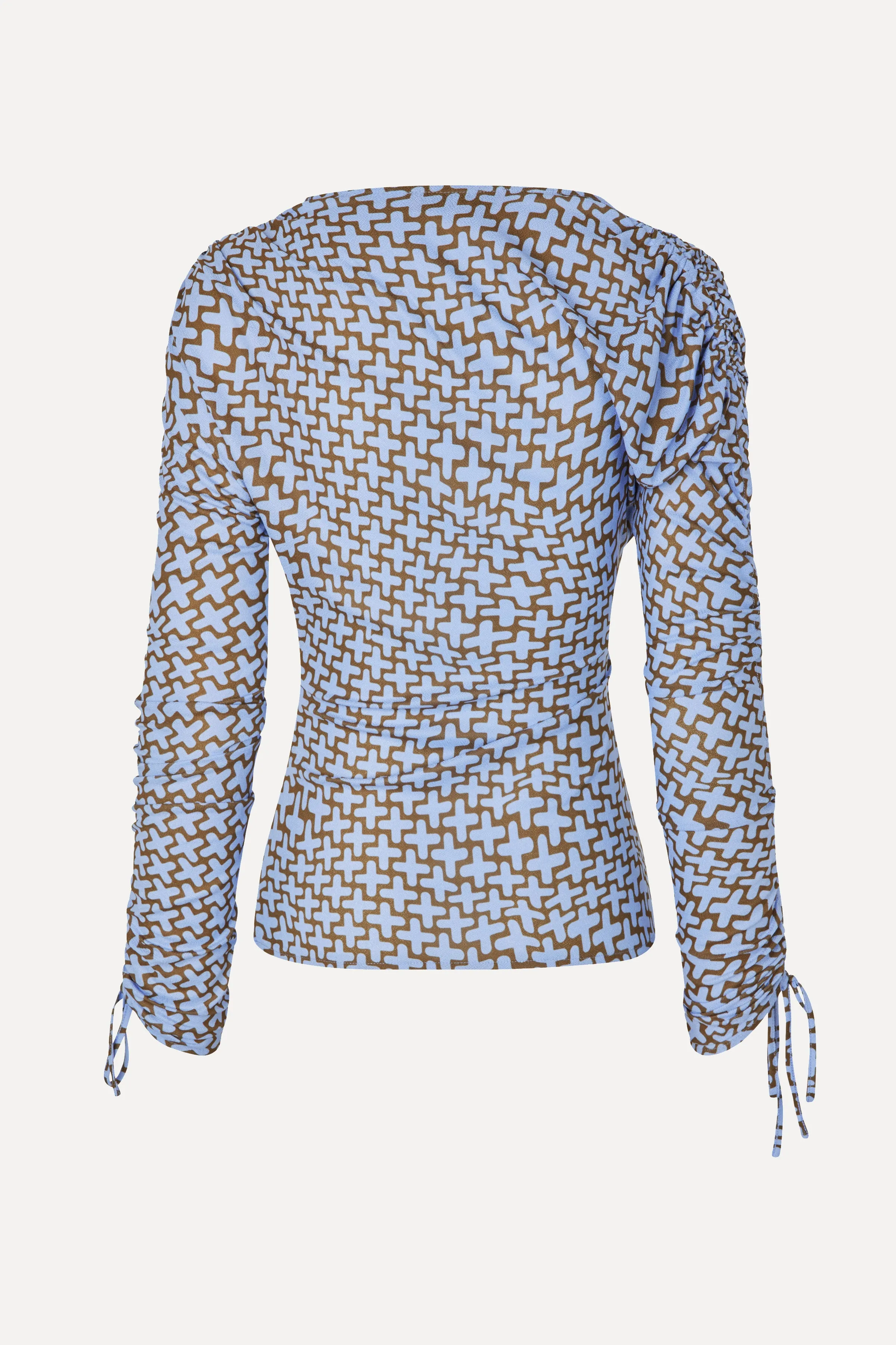 Wrap Front Gathered Sleeve Top - Graphic Weave sold by STINE GOYA product image thumbnail 4