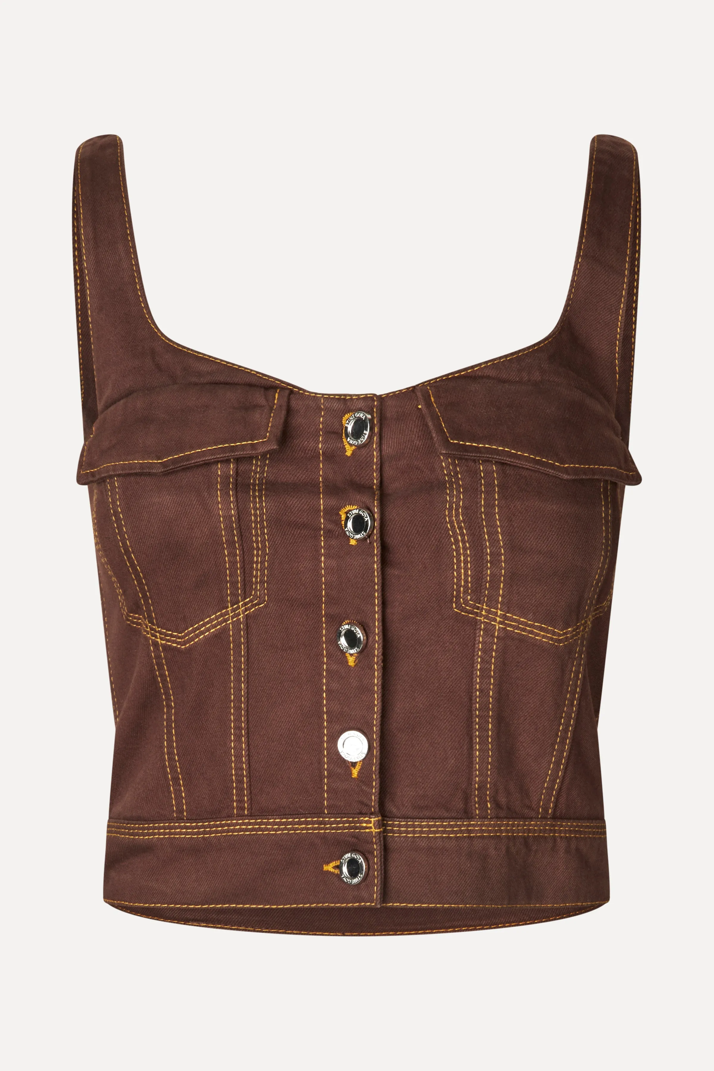 Cropped Denim Bustier - Chicory Coffee sold by STINE GOYA product image thumbnail 3