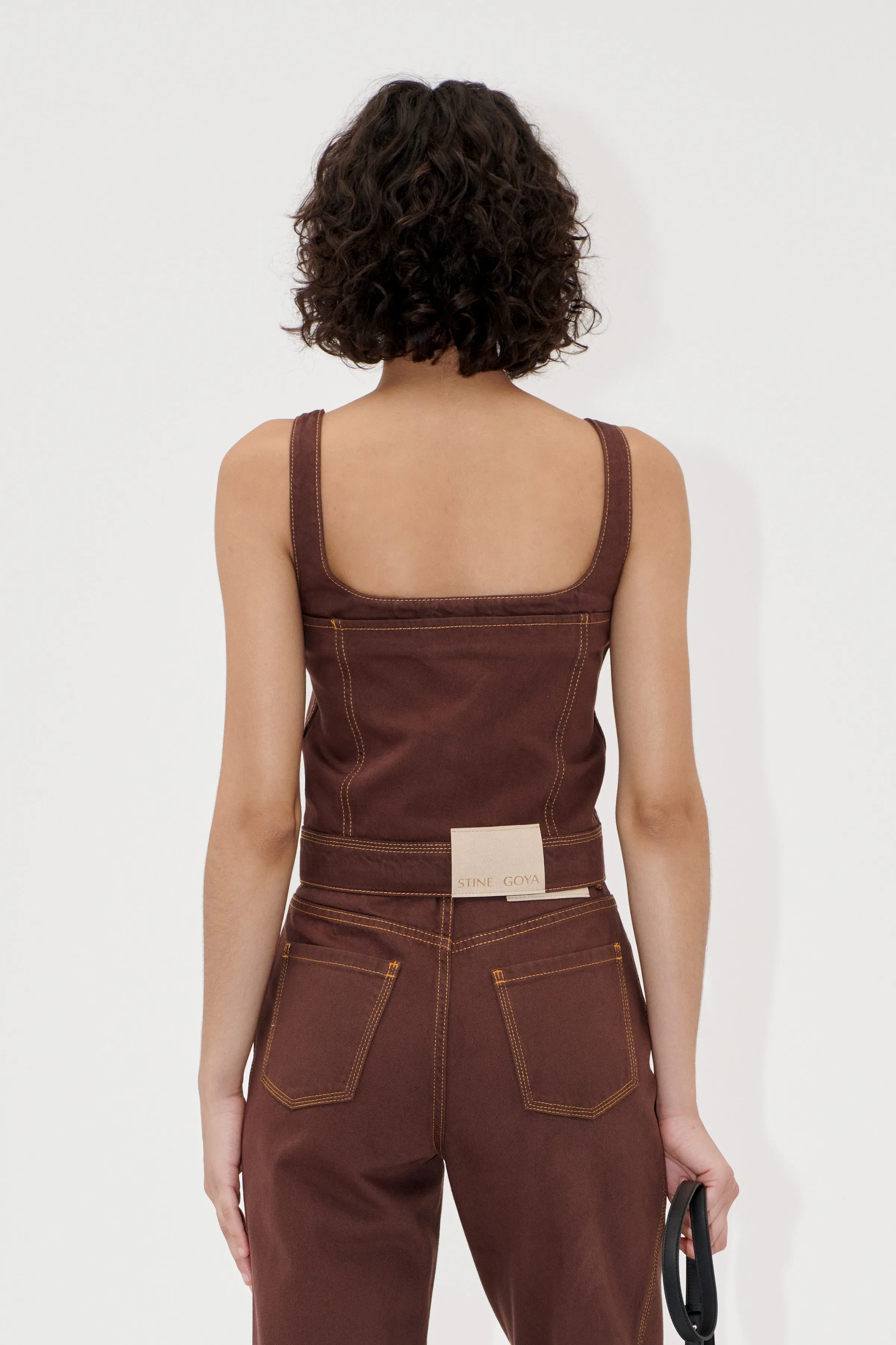 Cropped Denim Bustier - Chicory Coffee sold by STINE GOYA product image thumbnail 2