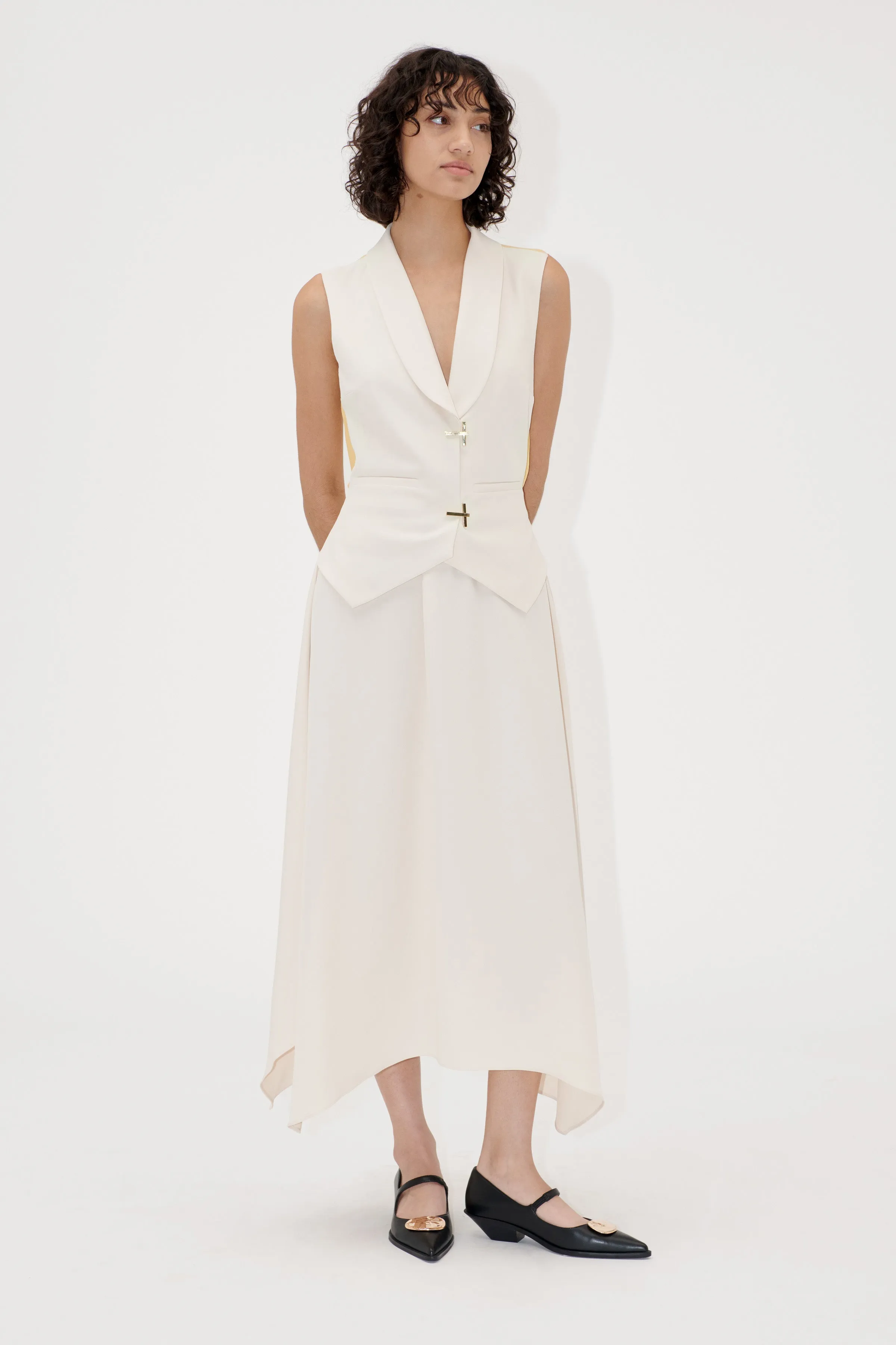 Tailored Handkerchief Dress - Ivory / Cornsilk sold by STINE GOYA