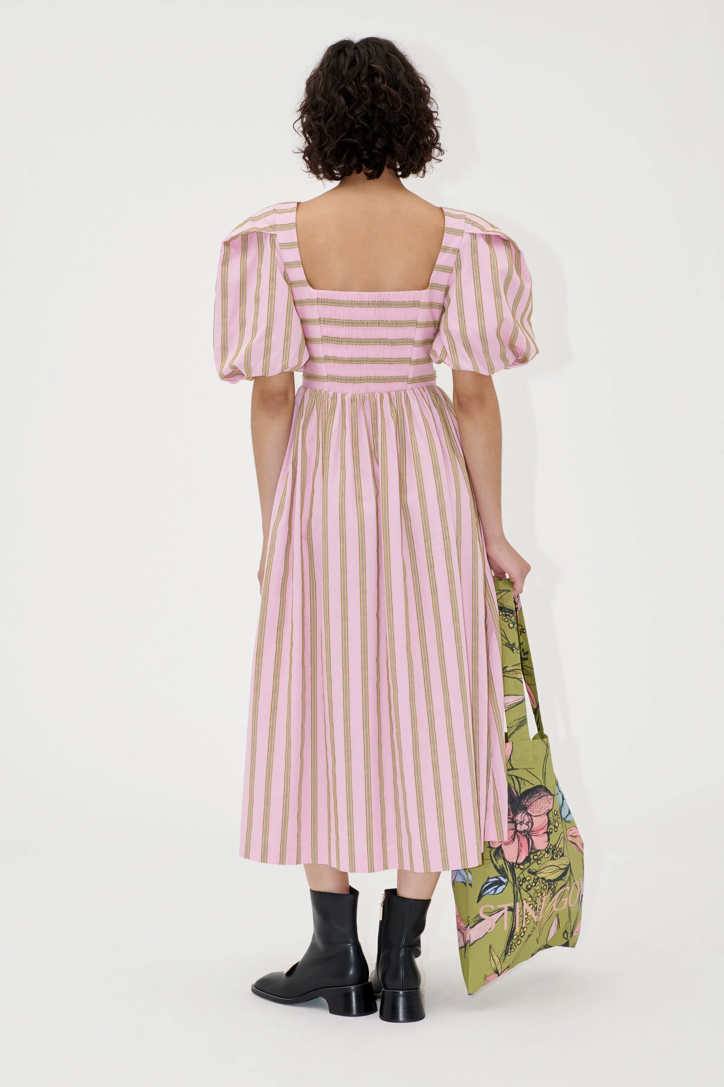 Blouson Sleeve Midi Dress - Wallpaper Stripes sold by STINE GOYA product image thumbnail 2