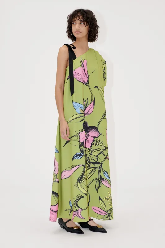 One Sleeve Maxi Dress w/Bow Strap - Pencil Garden sold by STINE GOYA
