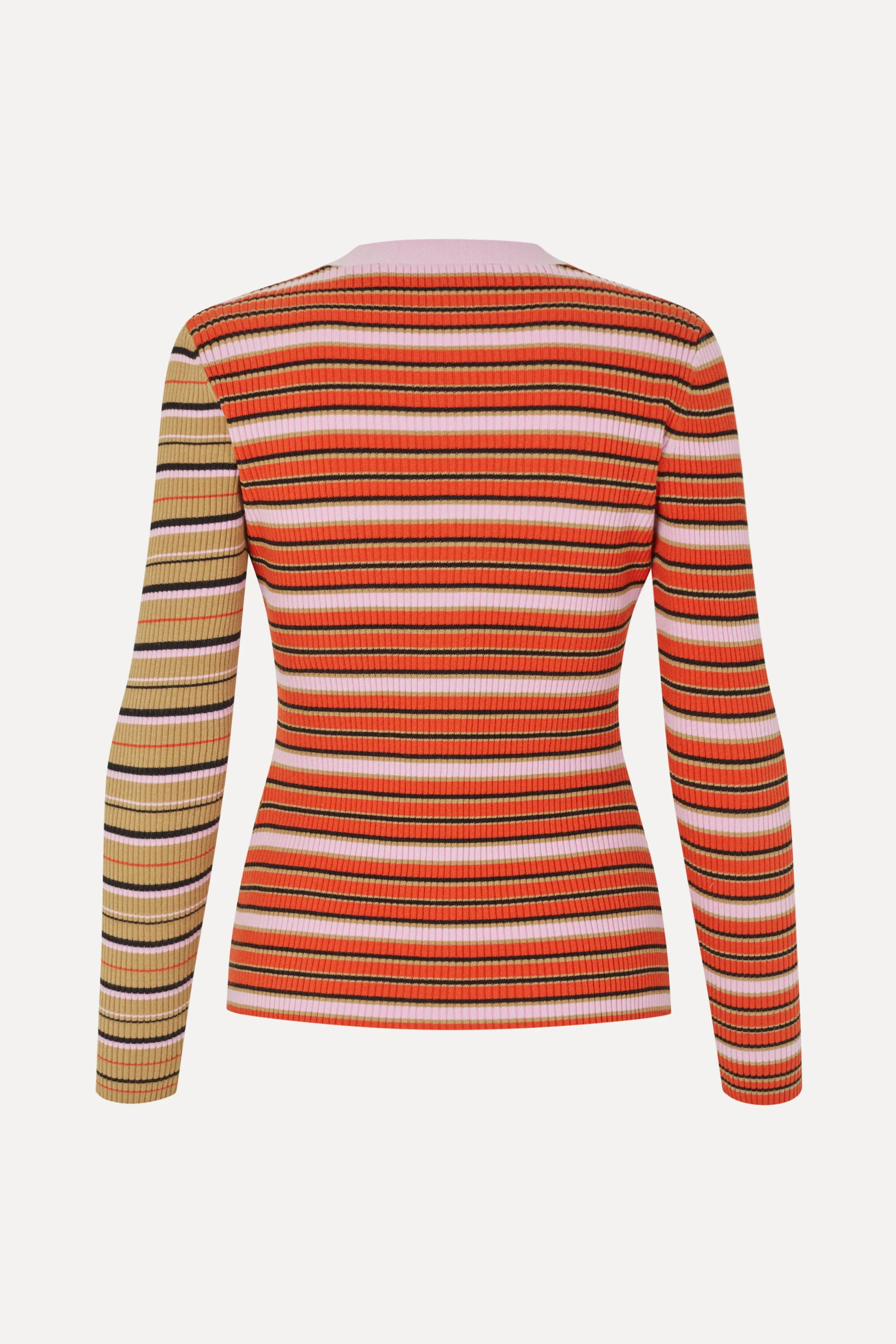 Long Sleeve Fitted Cardigan - Cream Stripes / Pink Stripes sold by STINE GOYA product image thumbnail 2