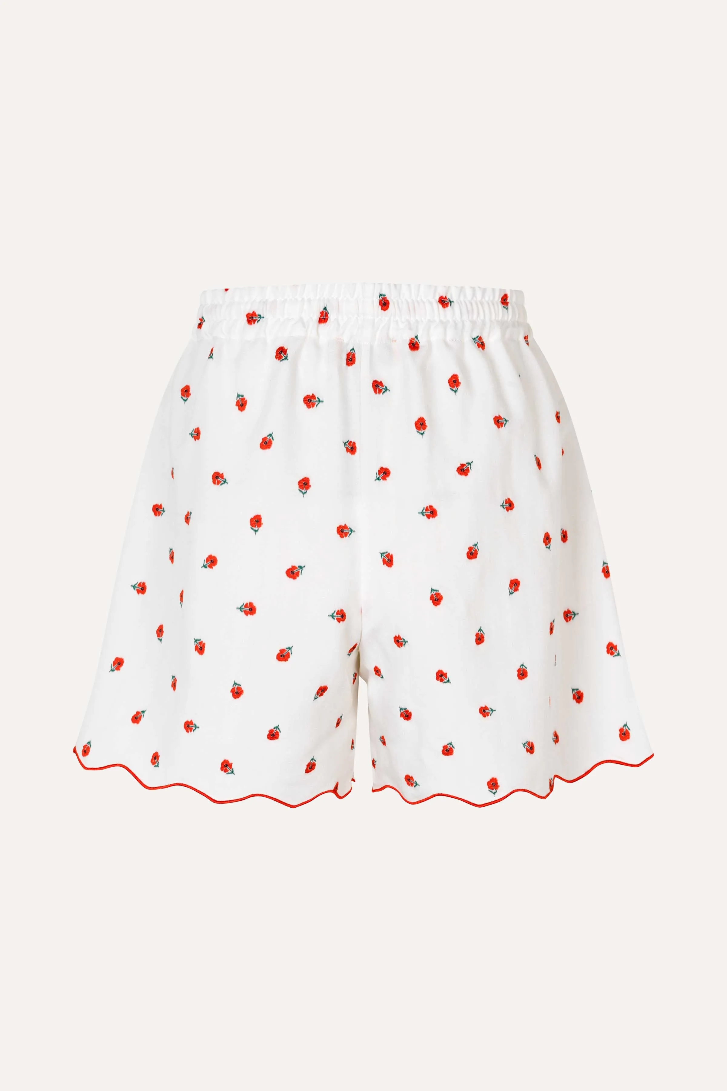Scalloped Elasticated Waistband Shorts - Red Poppy sold by STINE GOYA product image thumbnail 4