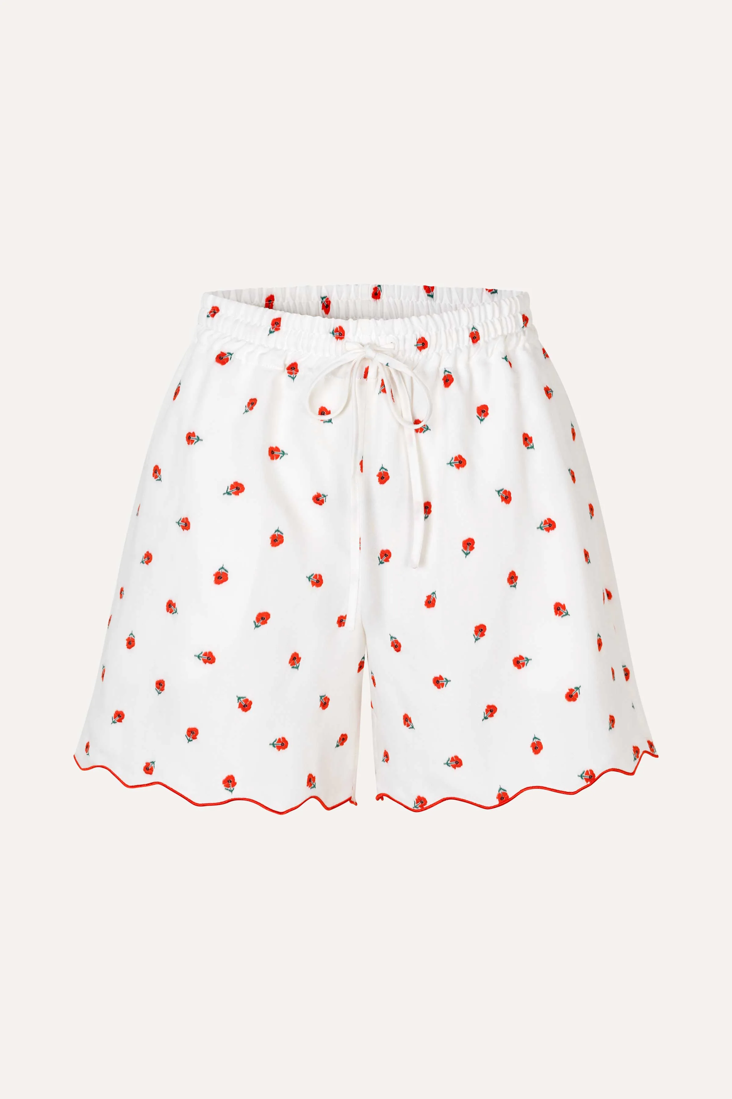 Scalloped Elasticated Waistband Shorts - Red Poppy sold by STINE GOYA product image thumbnail 3