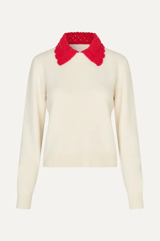 Polo Knit - Cream / Red sold by STINE GOYA