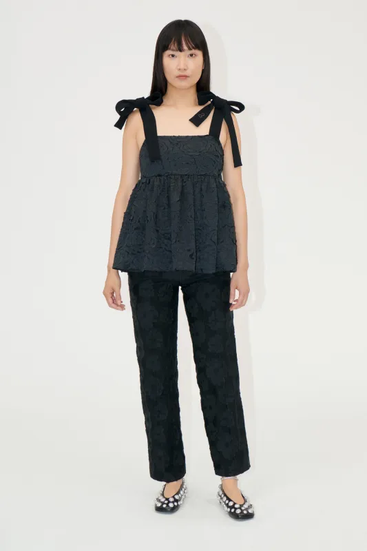 Front Pleat Long Straight Pants - Anemone Jacquard sold by STINE GOYA