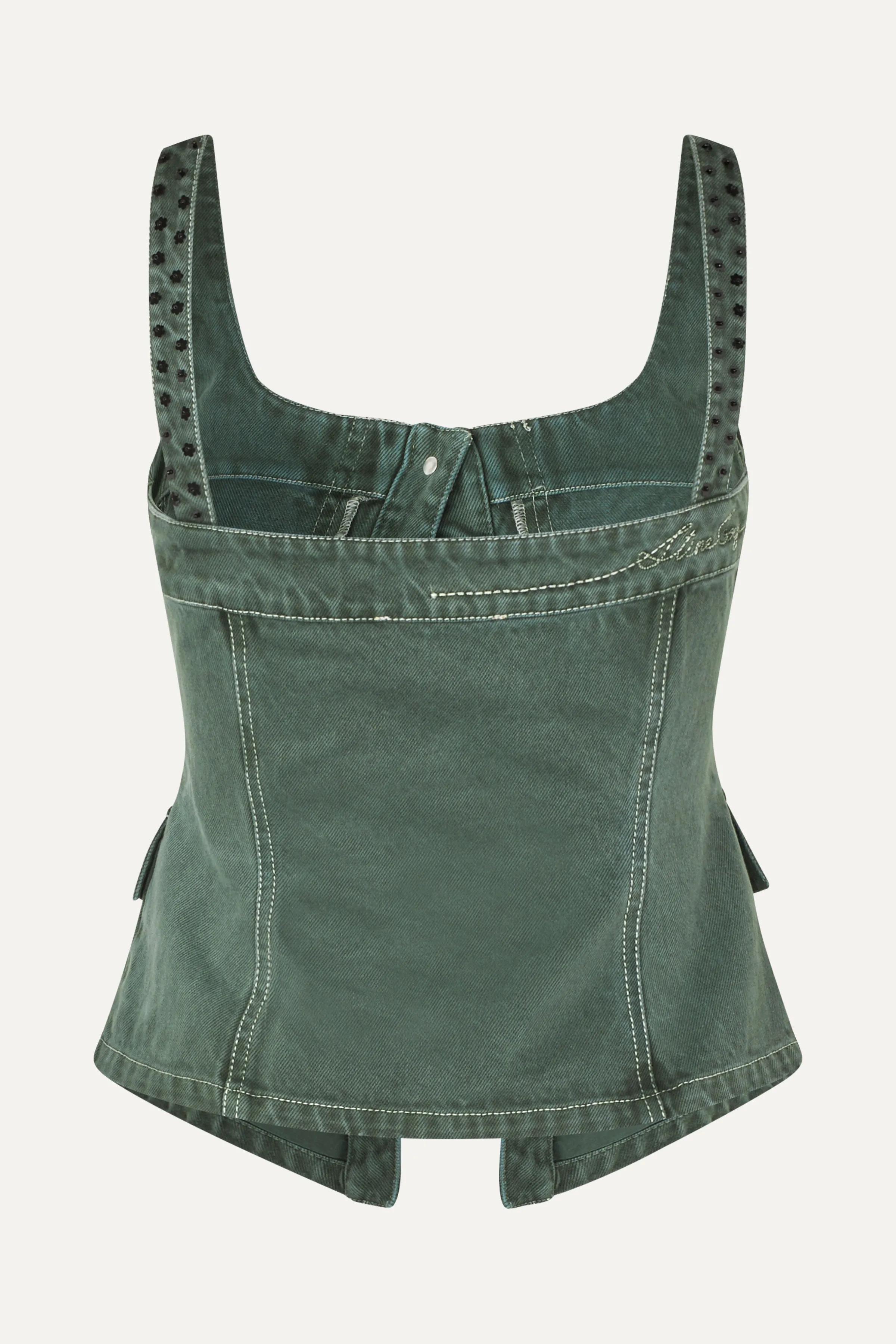 Scoopneck Pockets Vest - Dark Green sold by STINE GOYA product image thumbnail 4
