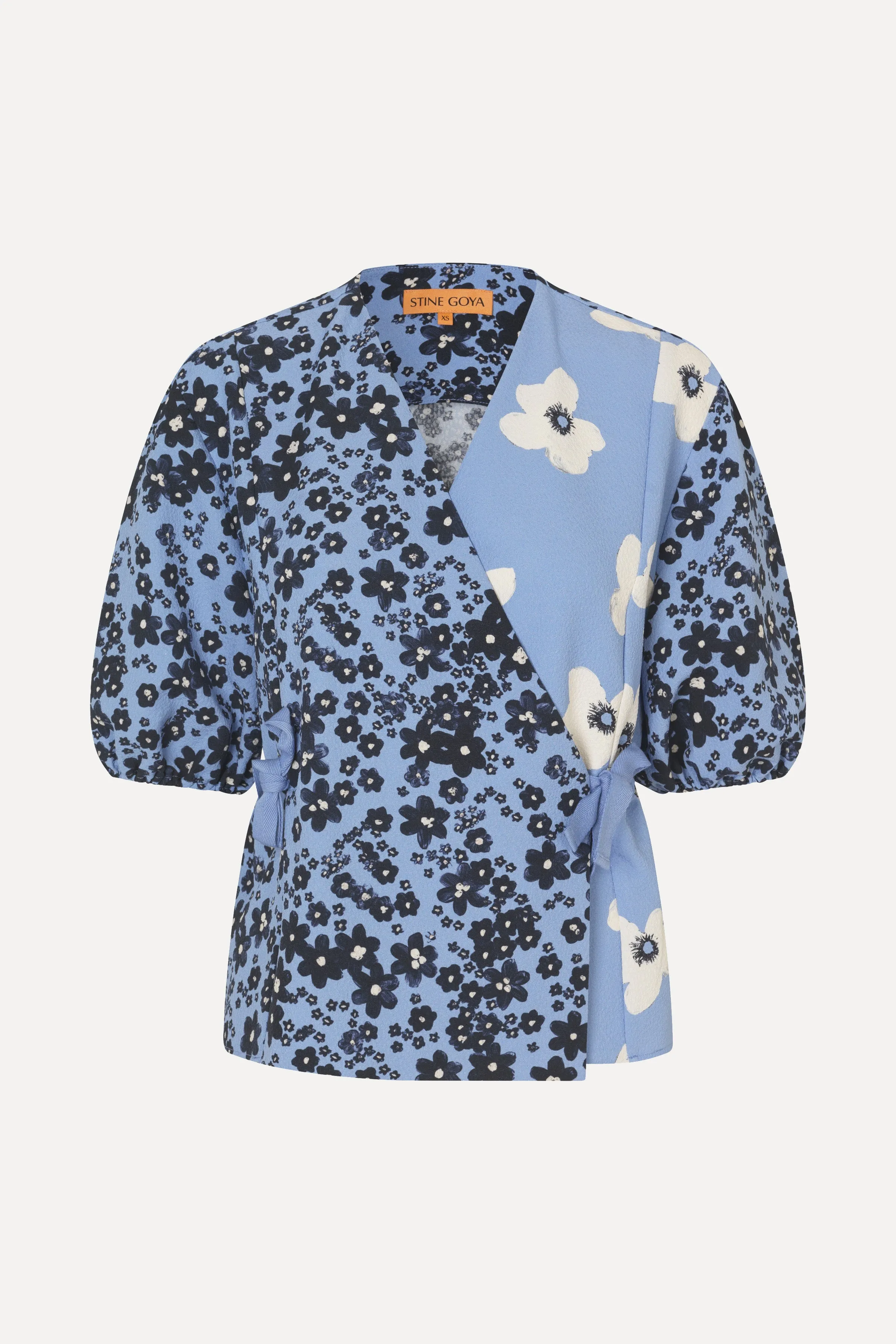 Gathered Tie Short Sleeve Top - Night Ditzy Floral / Day Ditzy Floral sold by STINE GOYA product image thumbnail 3