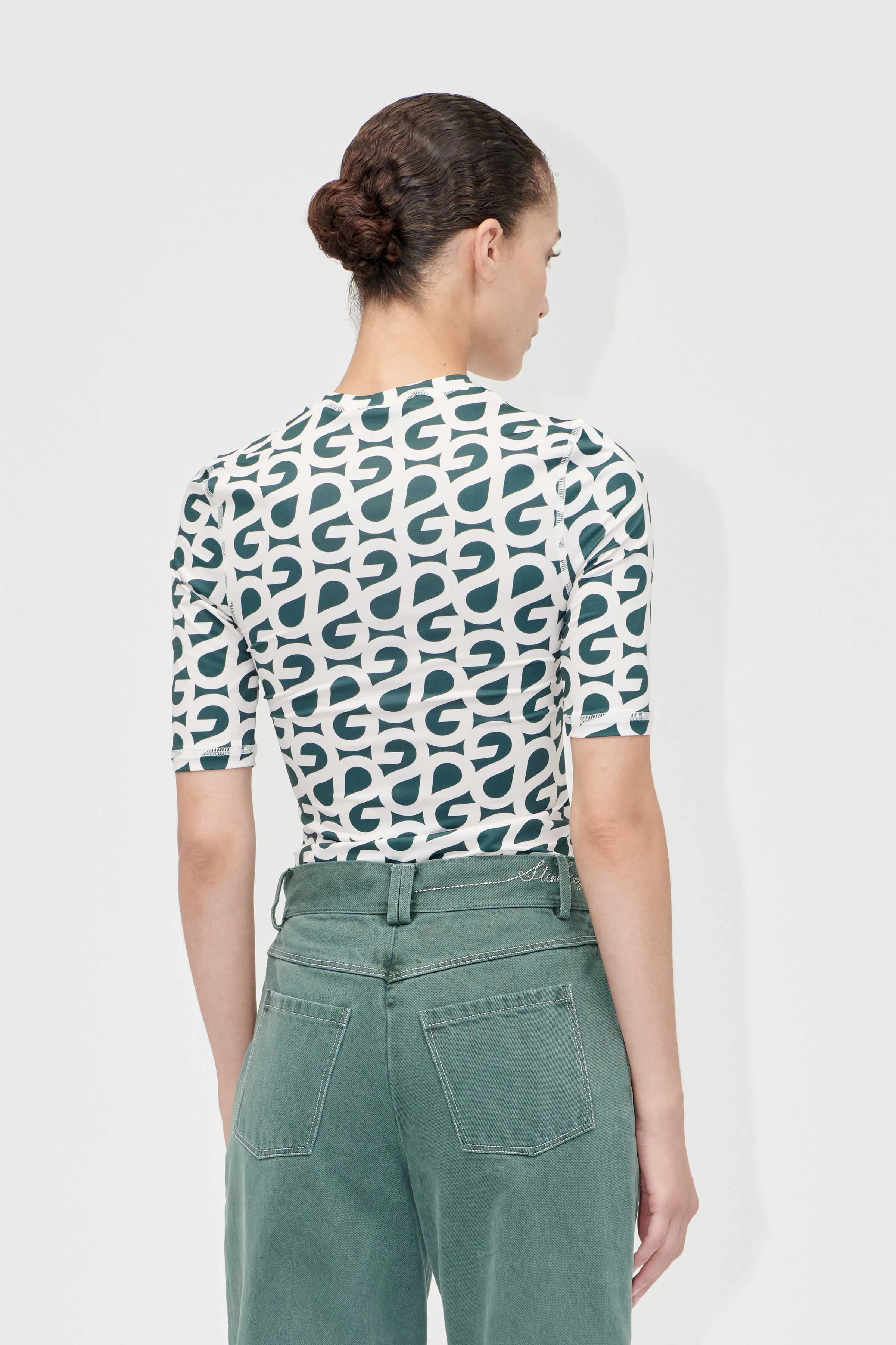 Elastic Short Sleeve T-Shirt - Forest Green Logo sold by STINE GOYA product image thumbnail 2