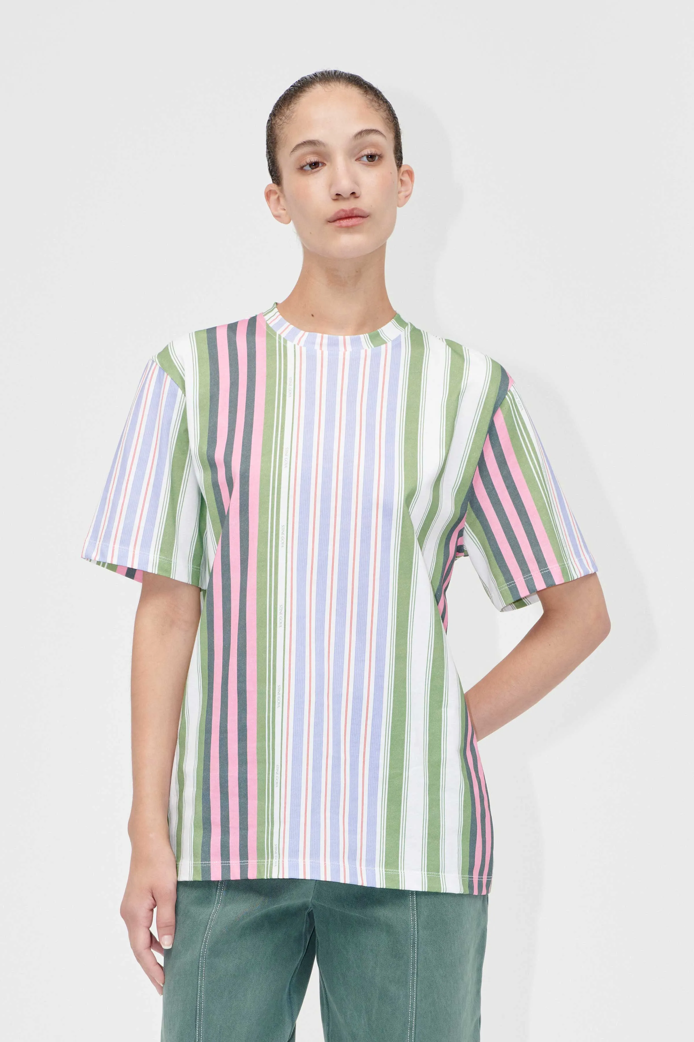 Short Sleeve T-Shirt - Forest Stripe sold by STINE GOYA
