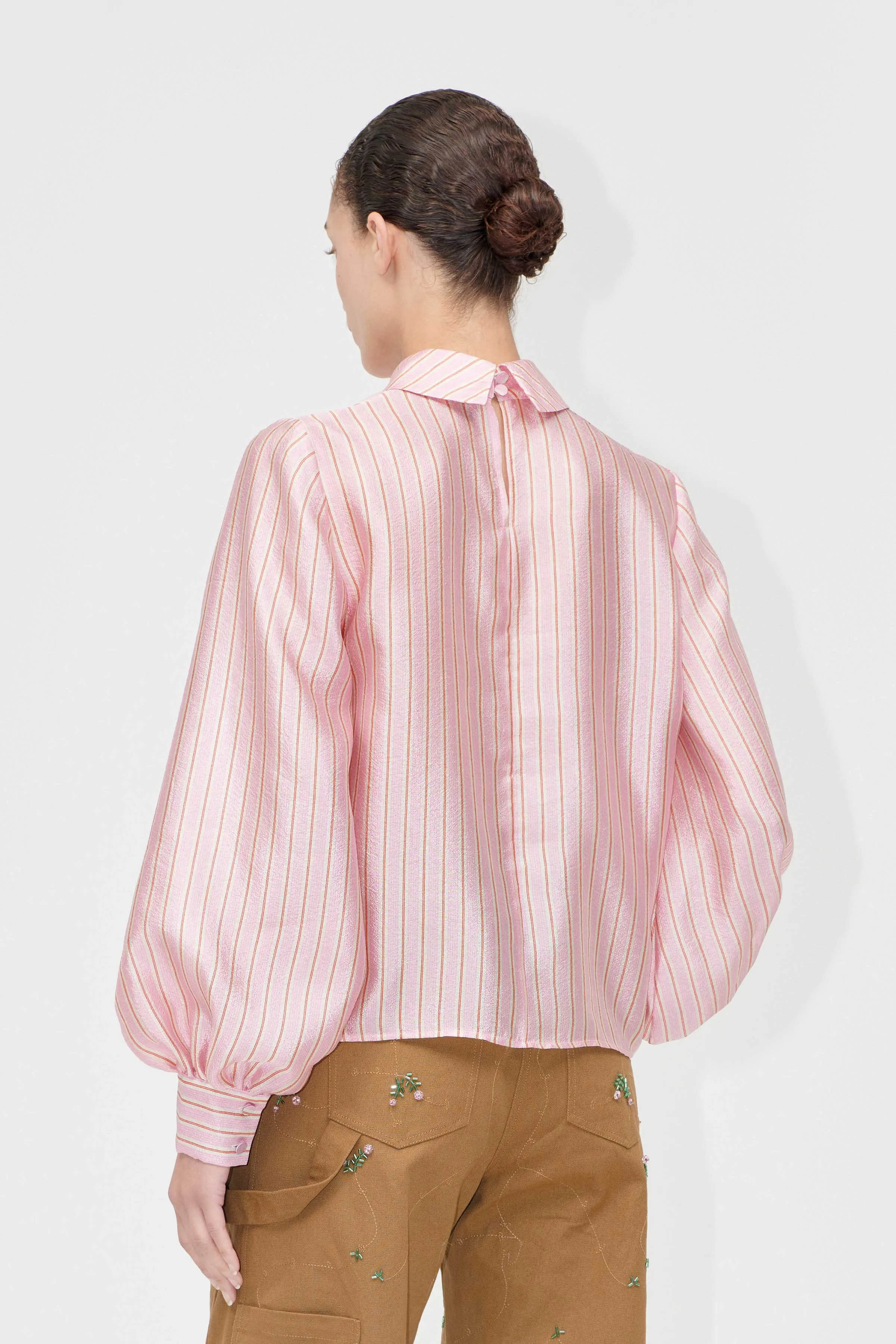 Gathered Long Sleeve Top - Rose Pinstripe sold by STINE GOYA product image thumbnail 2