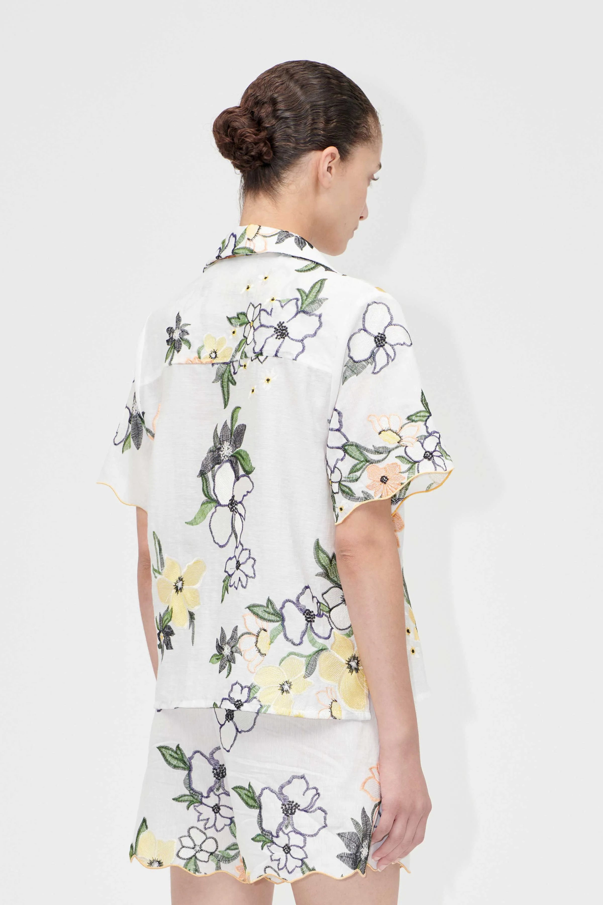 Scalloped Short Sleeve Shirt - Wild Flowers Embroidery sold by STINE GOYA product image thumbnail 2