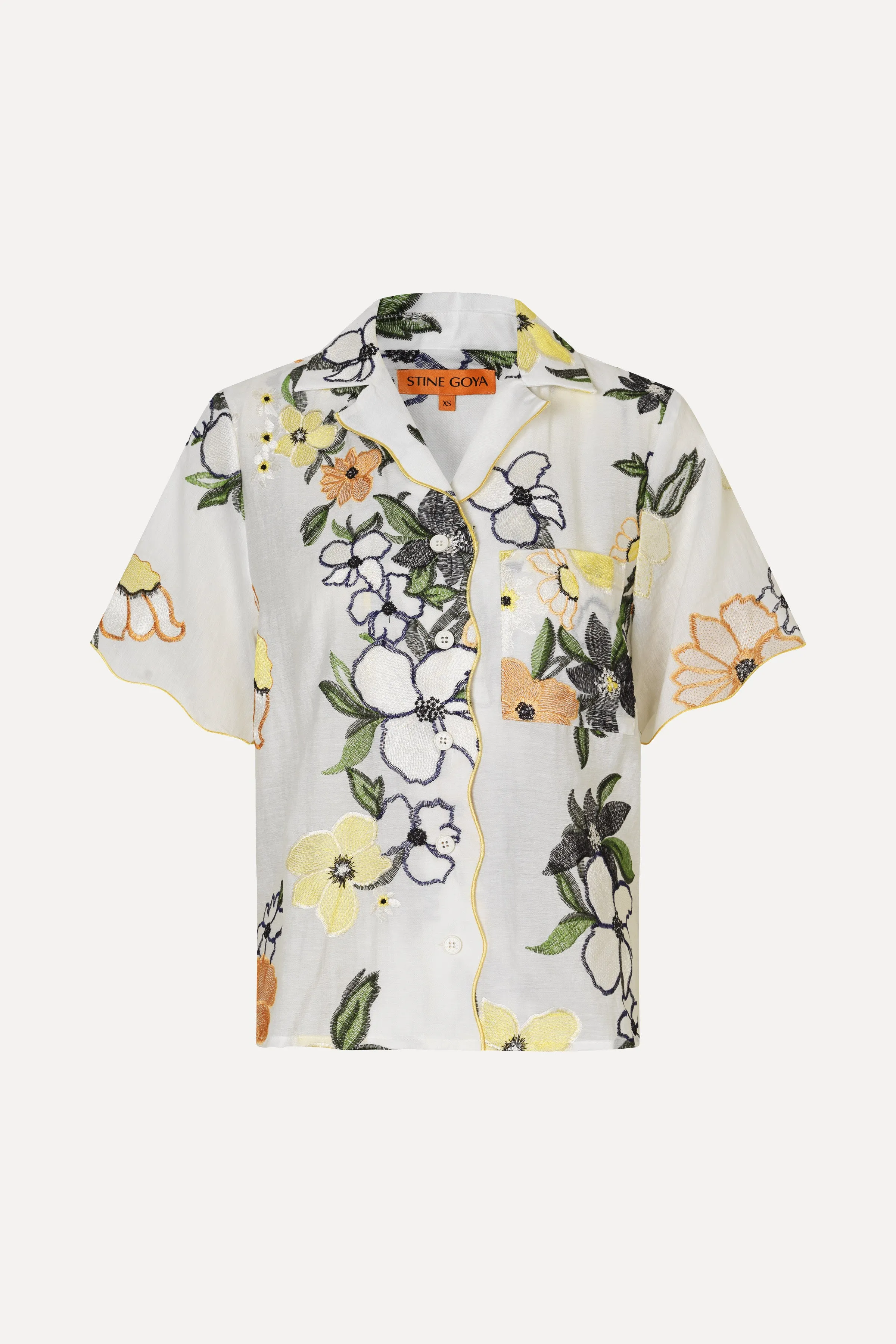Scalloped Short Sleeve Shirt - Wild Flowers Embroidery sold by STINE GOYA product image thumbnail 3