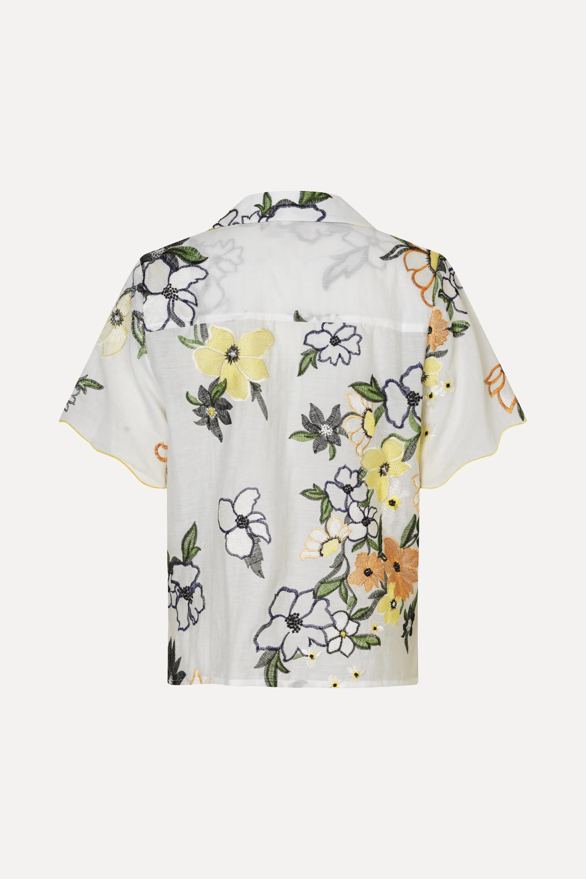 Scalloped Short Sleeve Shirt - Wild Flowers Embroidery sold by STINE GOYA product image thumbnail 4