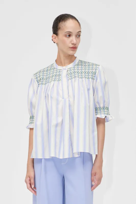 Smocked Gathered Top - Pastel Stripes sold by STINE GOYA