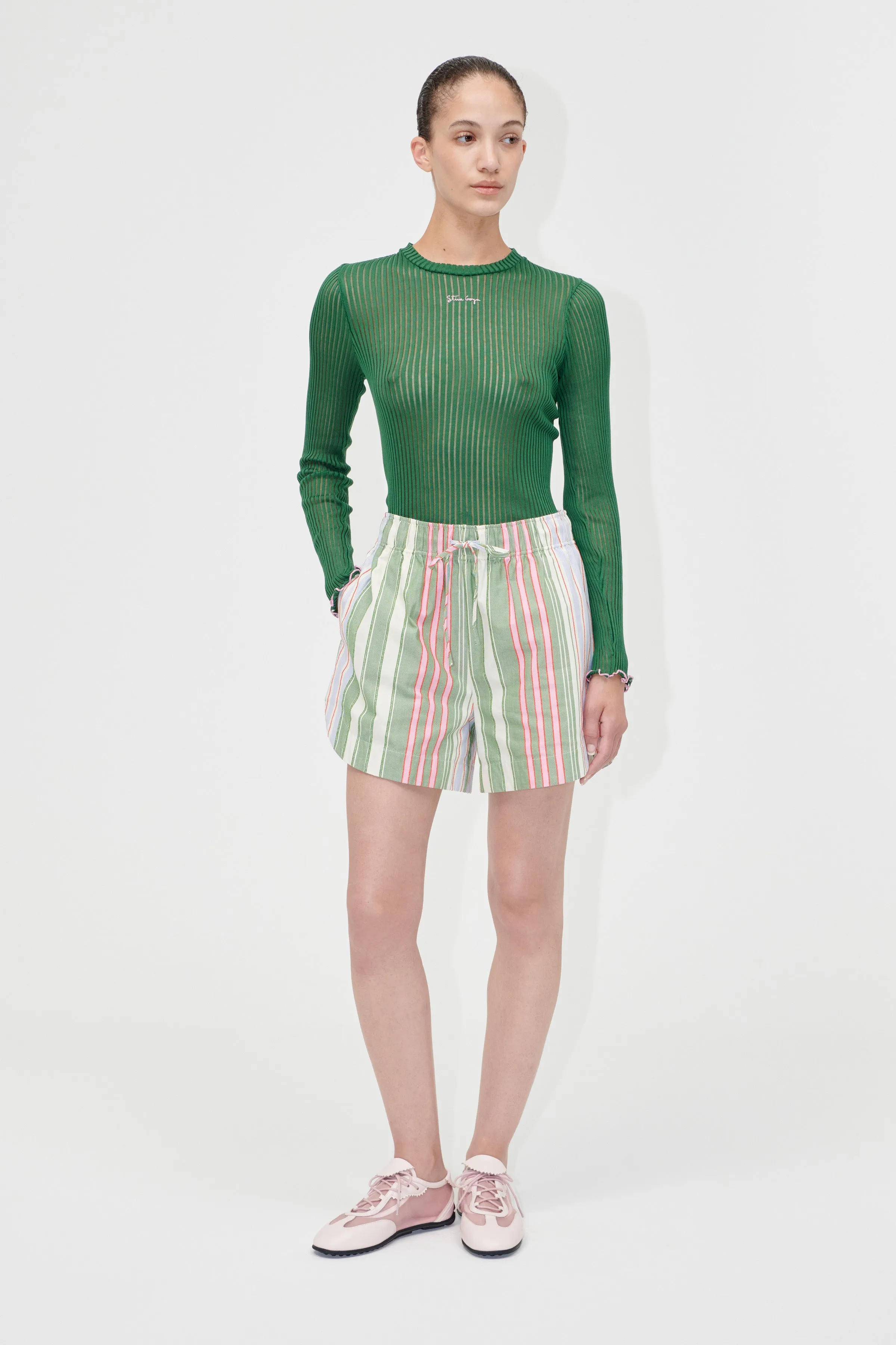 Structured Shorts - Forest Stripe sold by STINE GOYA