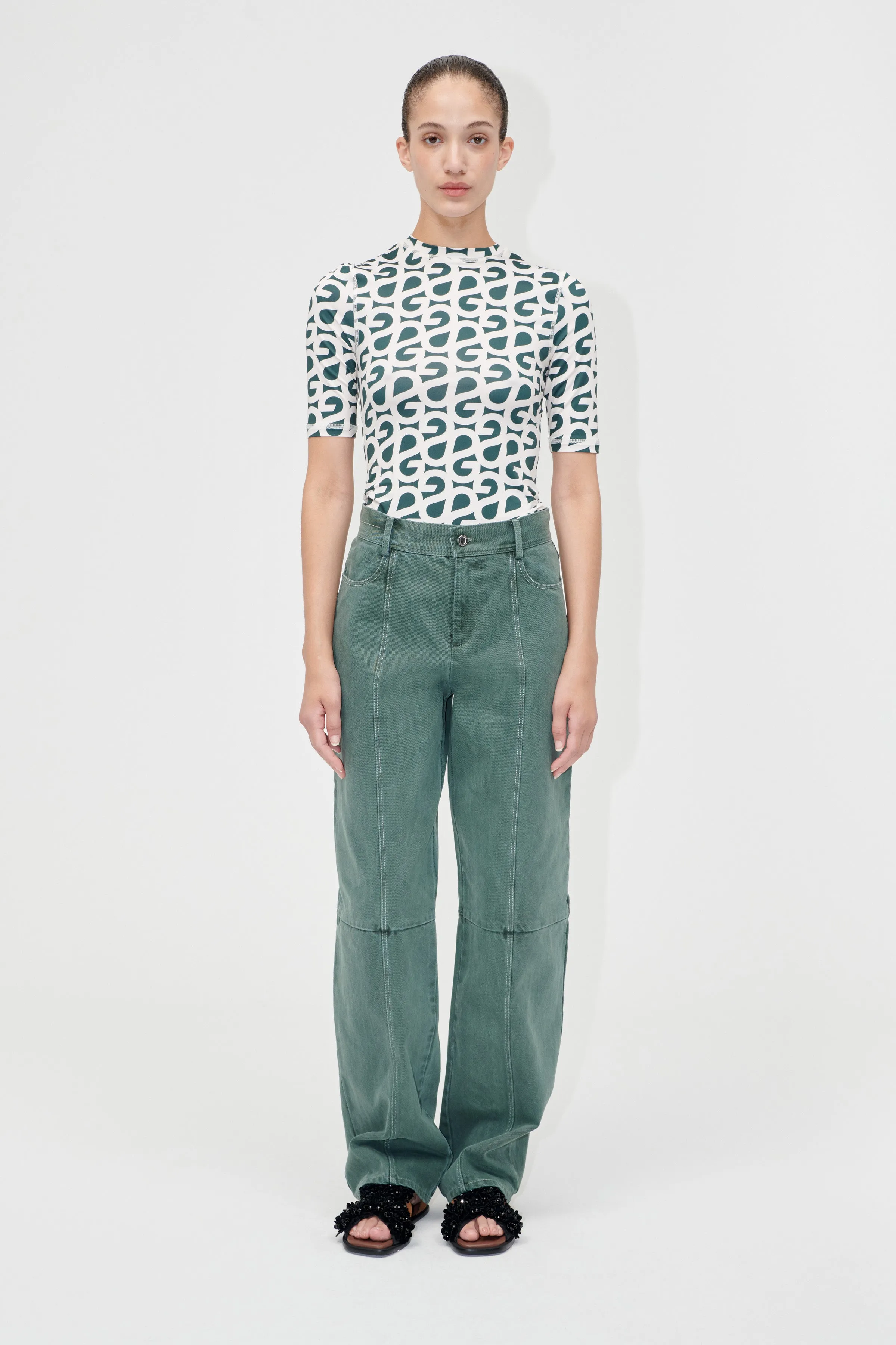 Structured Long Pants - Dark Green sold by STINE GOYA