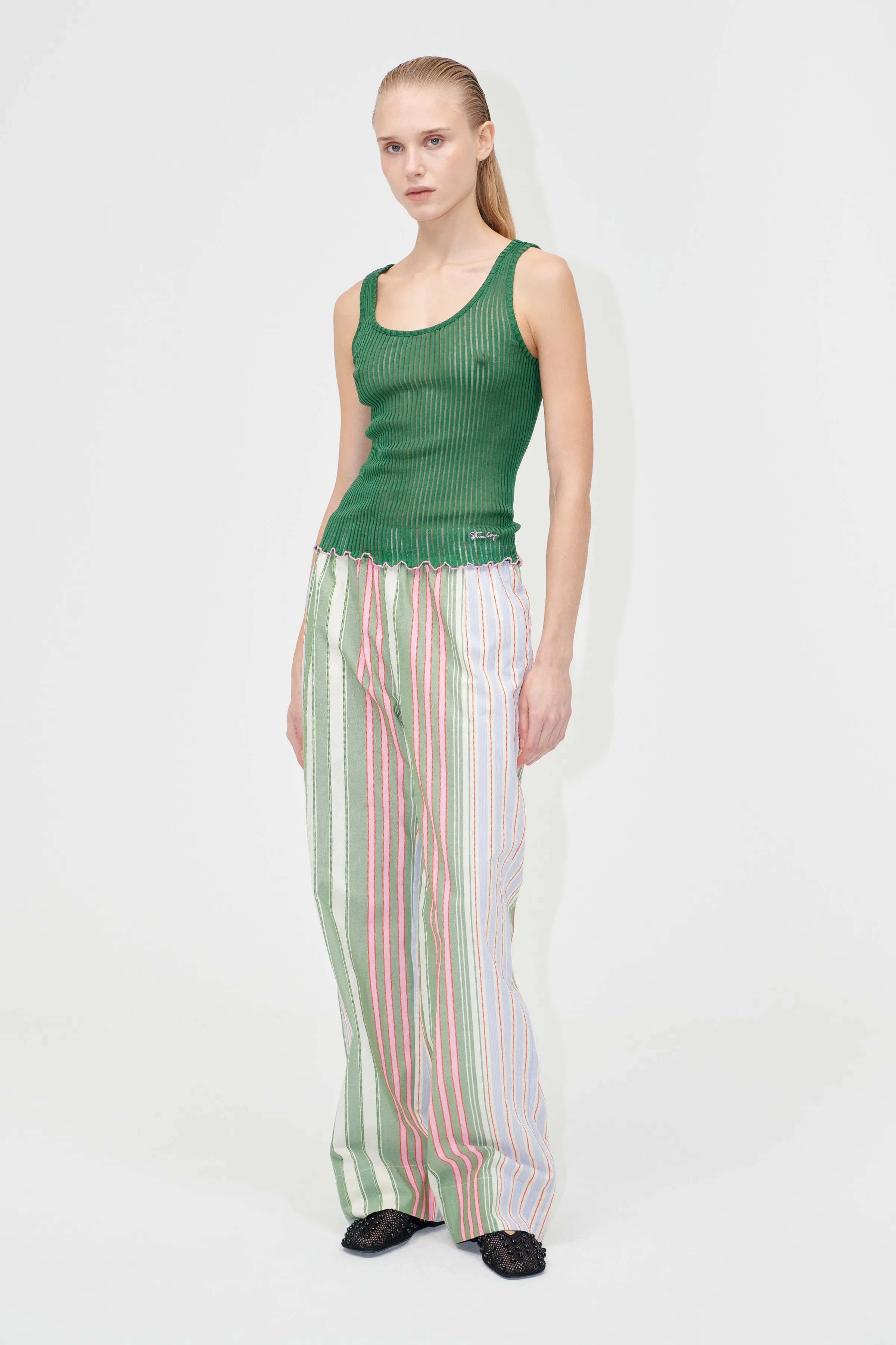 Elasticated Long Pants - Forest Stripe sold by STINE GOYA
