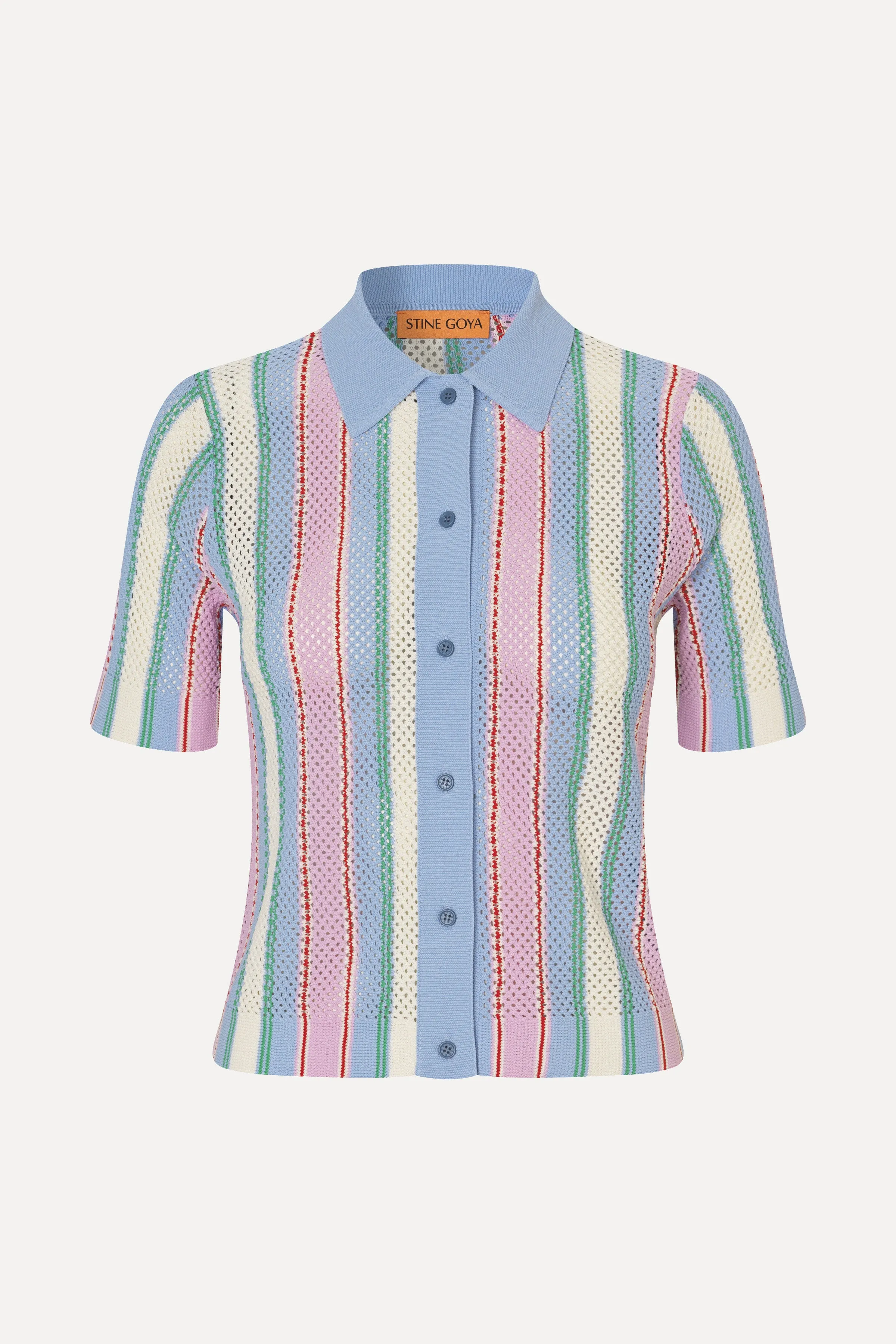 Short Sleeve Crochet Polo - Pastel Stripes sold by STINE GOYA product image thumbnail 3