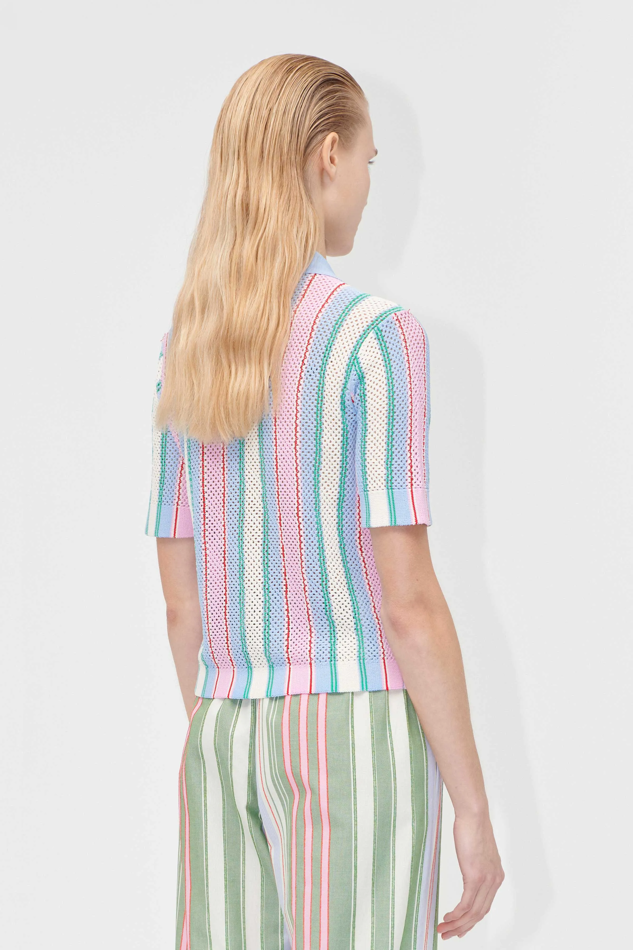 Short Sleeve Crochet Polo - Pastel Stripes sold by STINE GOYA product image thumbnail 2
