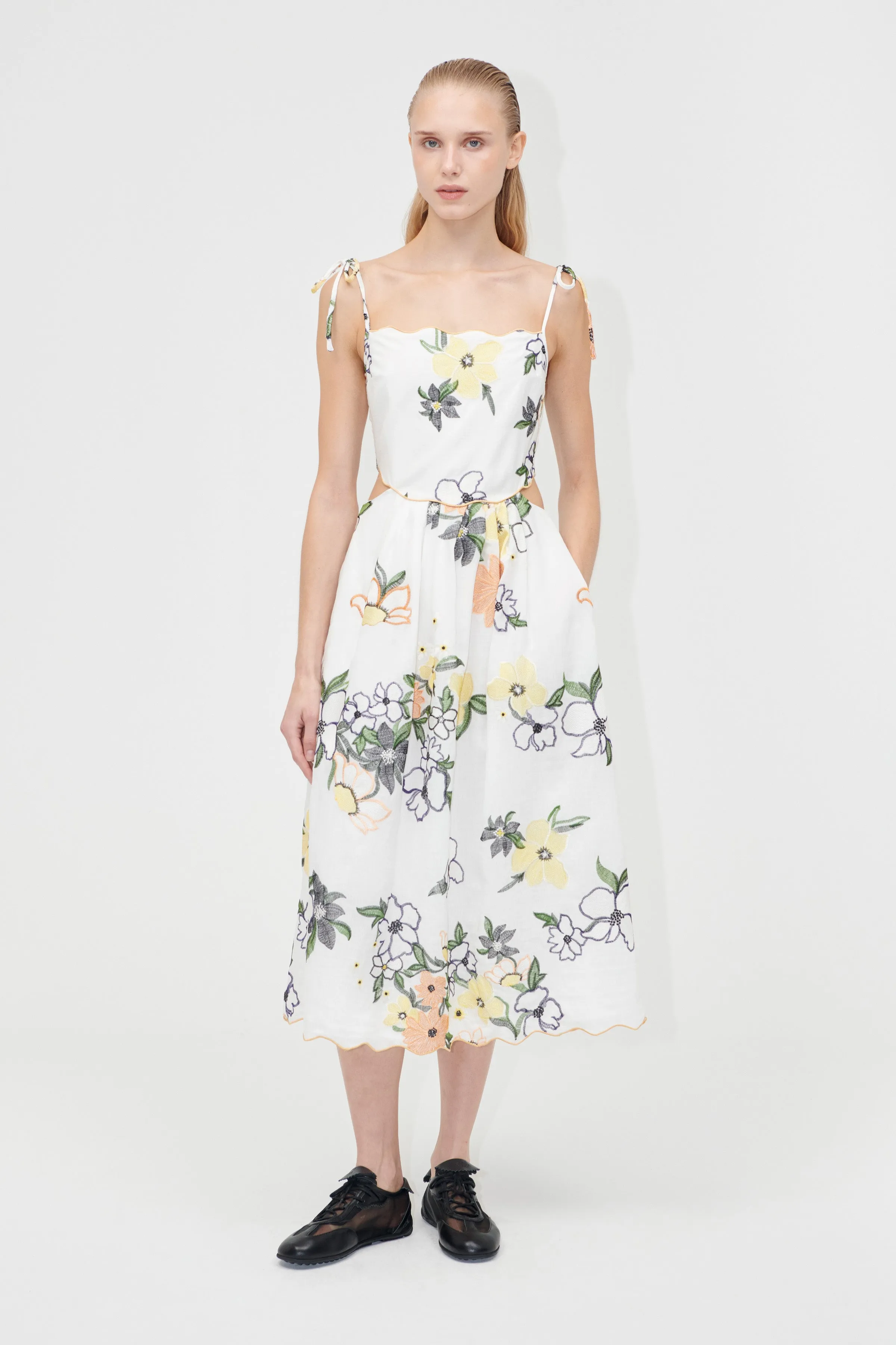 Scalloped Cut Out Dress - Wild Flowers Embroidery sold by STINE GOYA