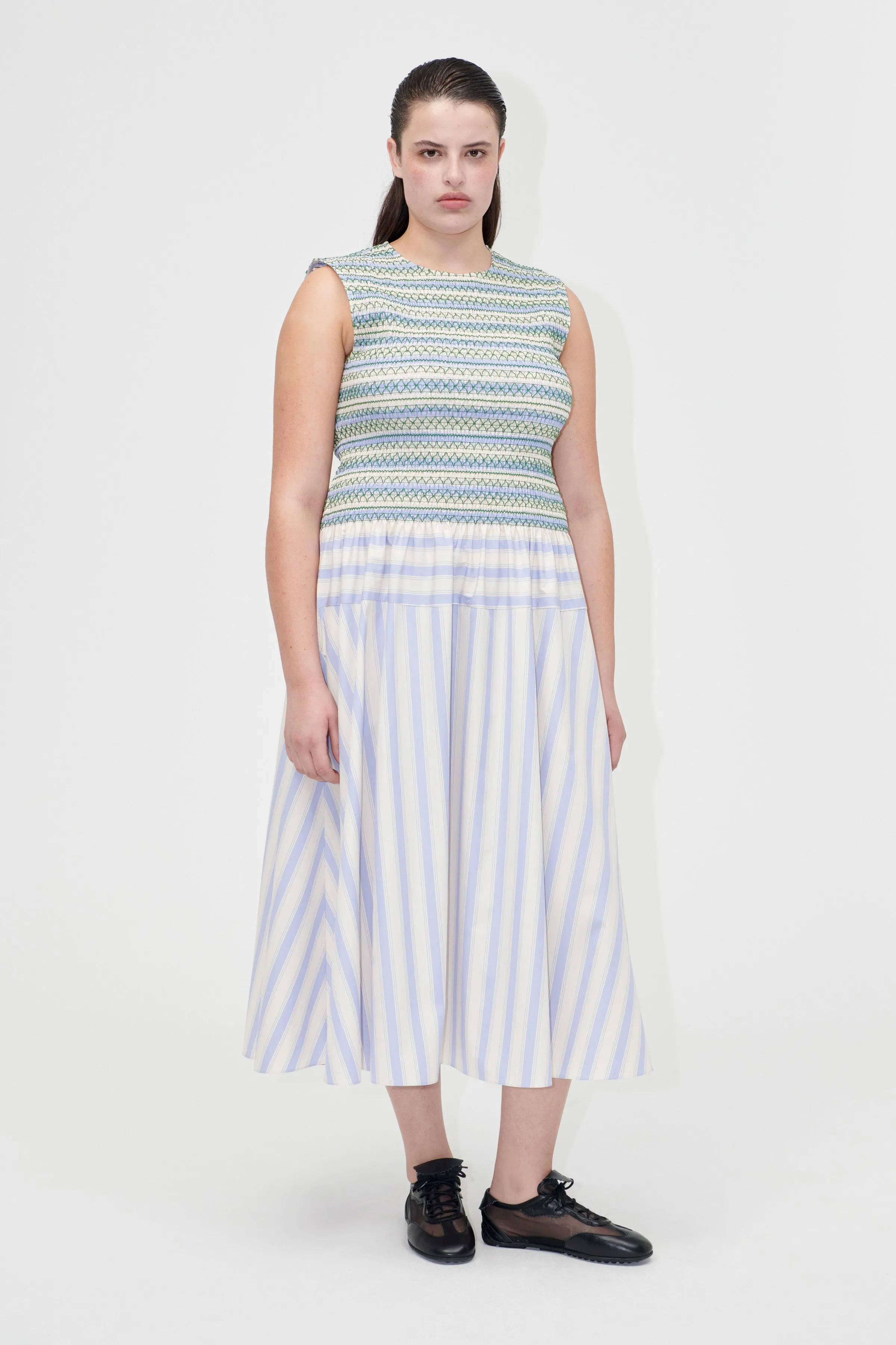Smocked Gathered Tank Dress - Pastel Stripes sold by STINE GOYA product image thumbnail 5