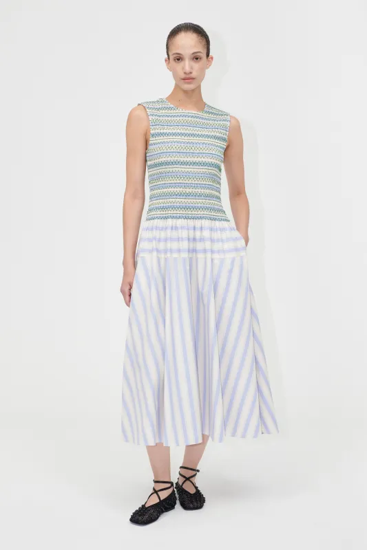 Smocked Gathered Tank Dress - Pastel Stripes sold by STINE GOYA