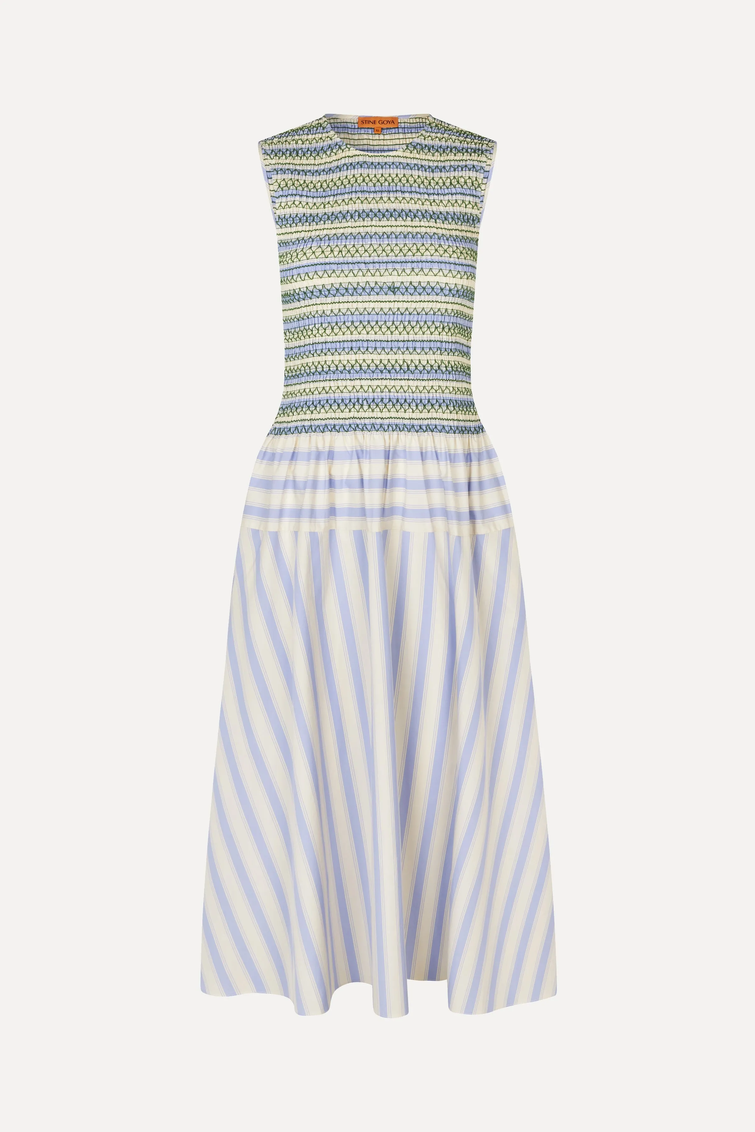 Smocked Gathered Tank Dress - Pastel Stripes sold by STINE GOYA product image thumbnail 3