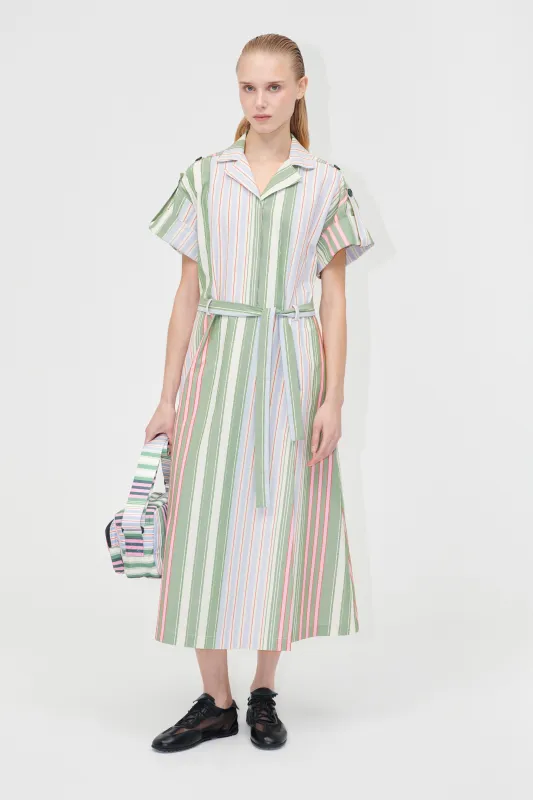 Workwear Midi Dress - Forest Stripe sold by STINE GOYA