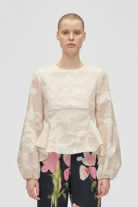 Romantic Ruffling Long Sleeve Top - Multiflowers sold by STINE GOYA