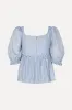 Sheer Ruffling Puffy Sleeve Top - Brunnera Blue sold by STINE GOYA