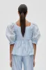 Sheer Ruffling Puffy Sleeve Top - Brunnera Blue sold by STINE GOYA