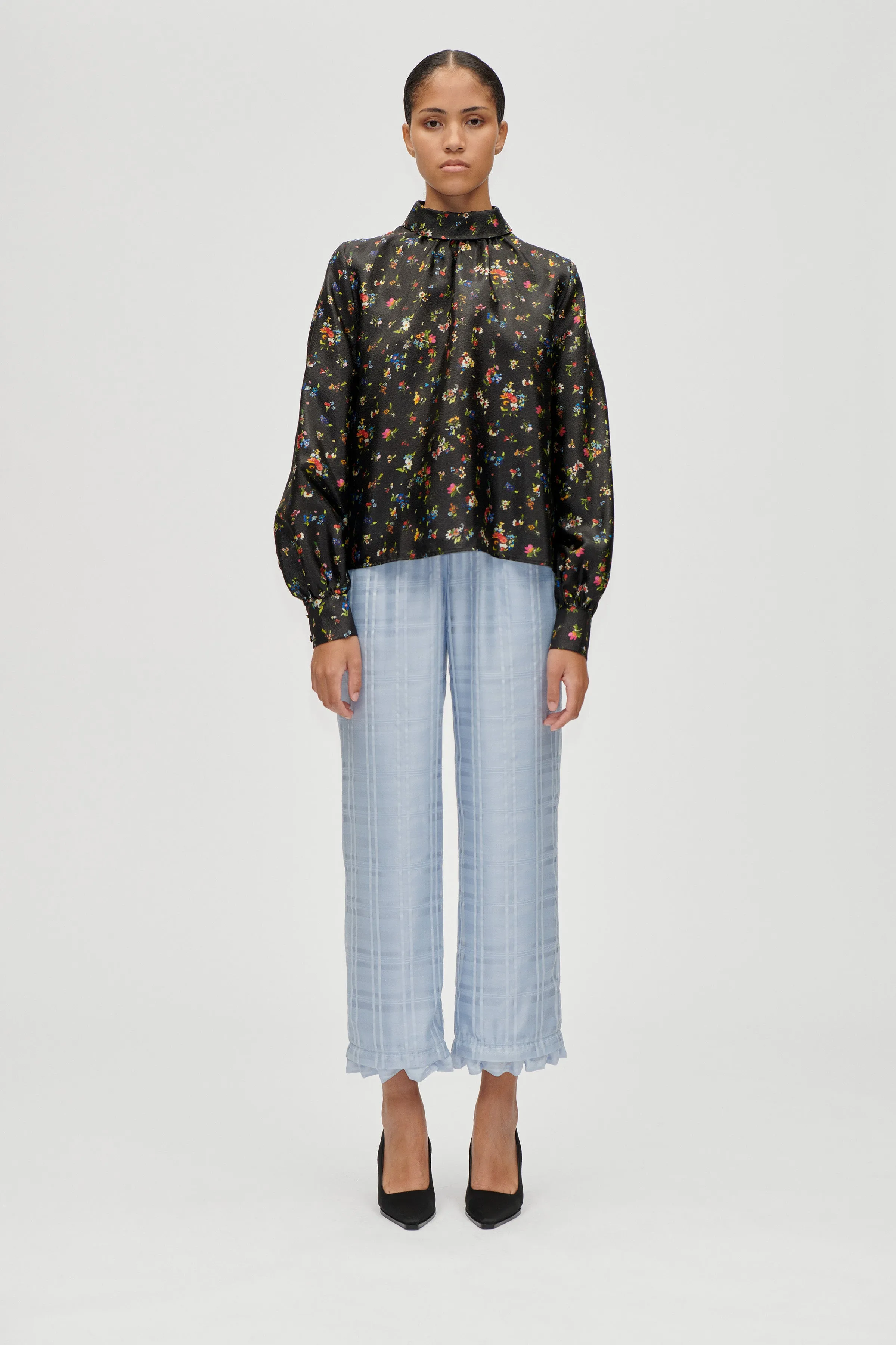 Gathered Long Sleeve Top - Magnolia Garden sold by STINE GOYA