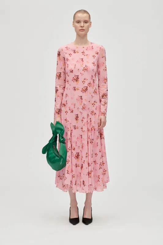 Long Sleeve Ruffling Midi Dress - Pink Magnolias sold by STINE GOYA