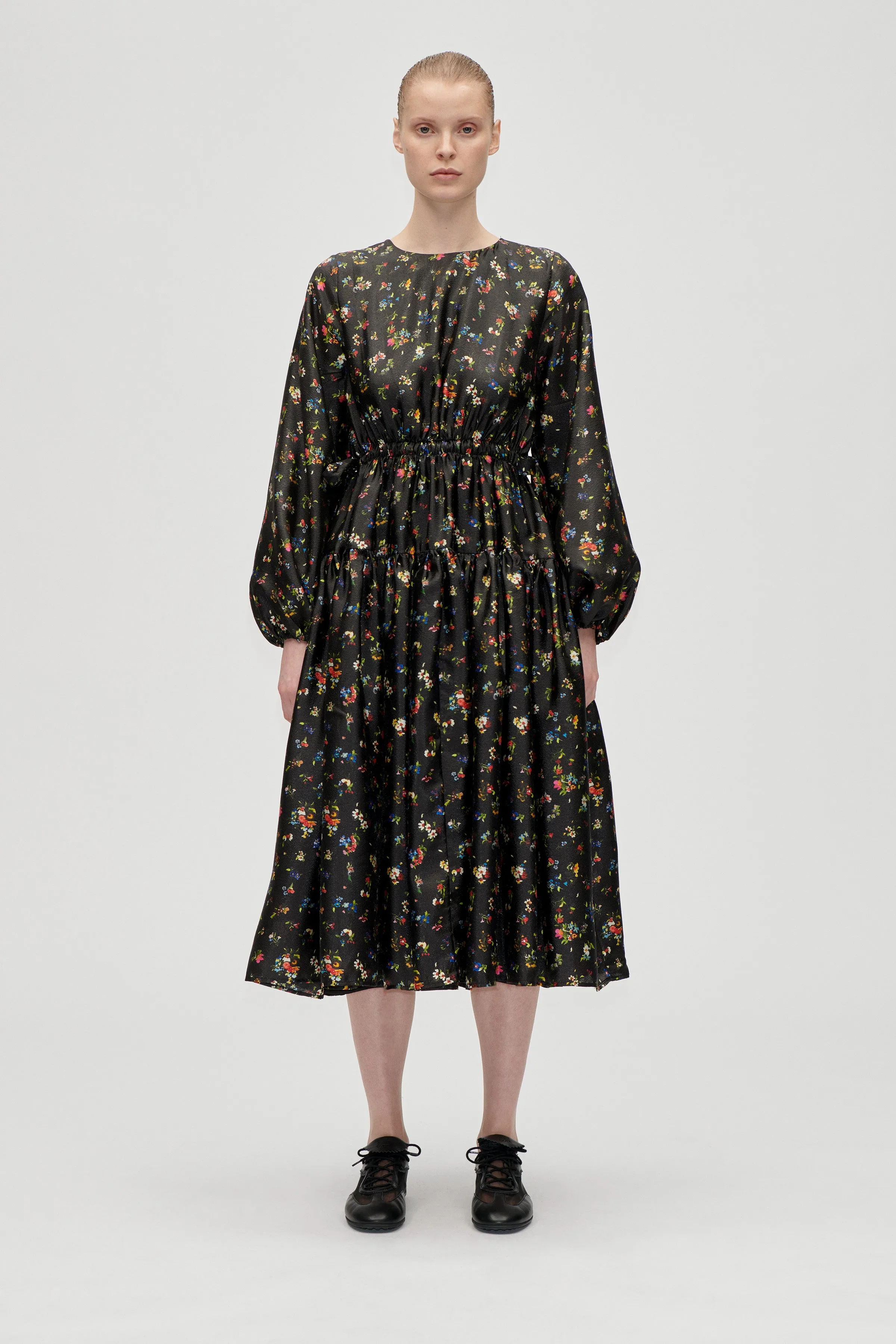 Waist Tie Ruffle Midi Dress - Magnolia Garden sold by STINE GOYA