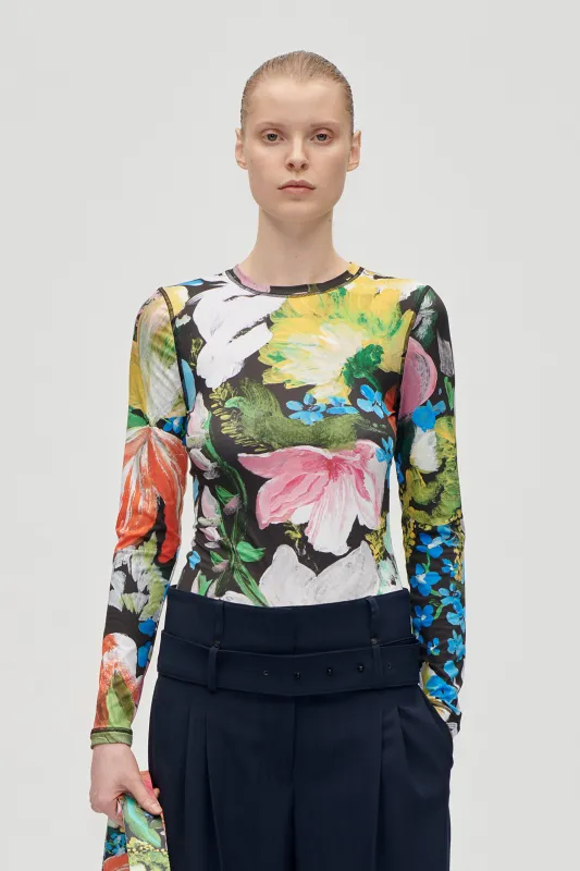 Elastic Long Sleeve Top - Flowers Under The Sun sold by STINE GOYA