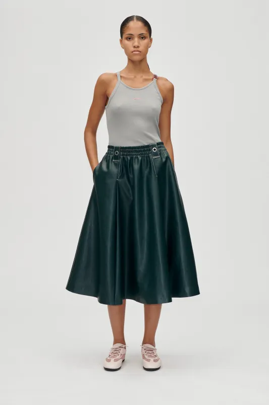 Gathered Waist Midi Skirt - Dark Green sold by STINE GOYA