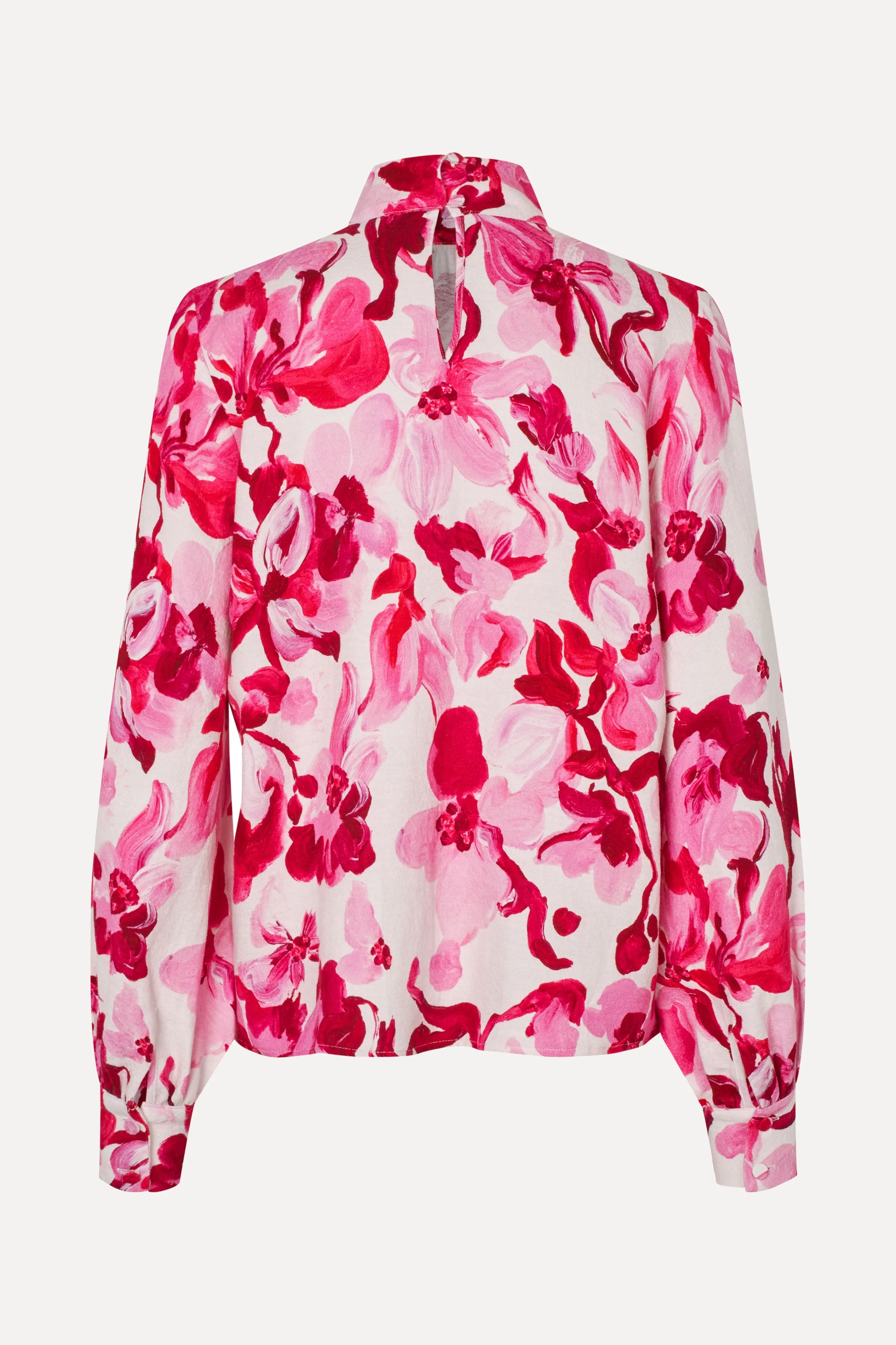 Gathered Highneck Long Sleeve Top - Brush Stroke Magnolias sold by STINE GOYA product image thumbnail 4