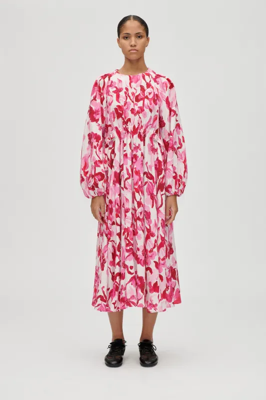 Double Buckle Raglan Midi Dress - Brush Stroke Magnolias sold by STINE GOYA