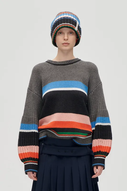 Crewneck Chunky Sleeve Sweater - Chunky Stripes sold by STINE GOYA