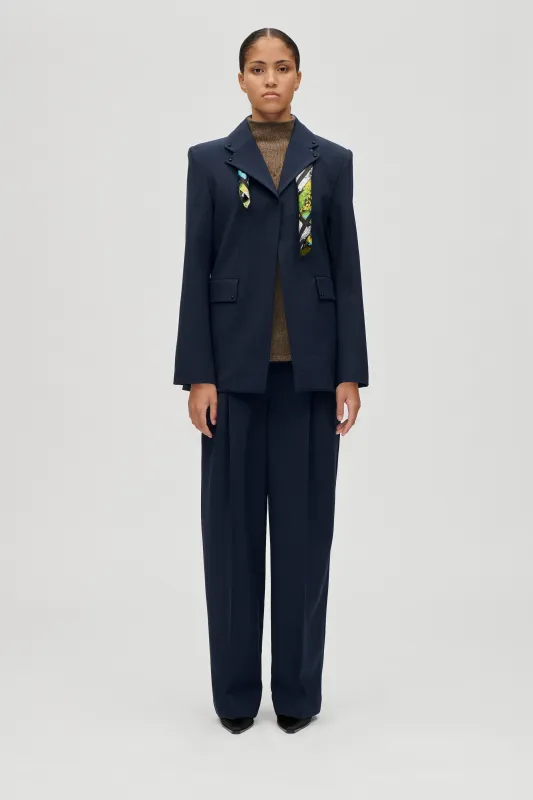 Belted Tailored Pants - Dark Blue sold by STINE GOYA